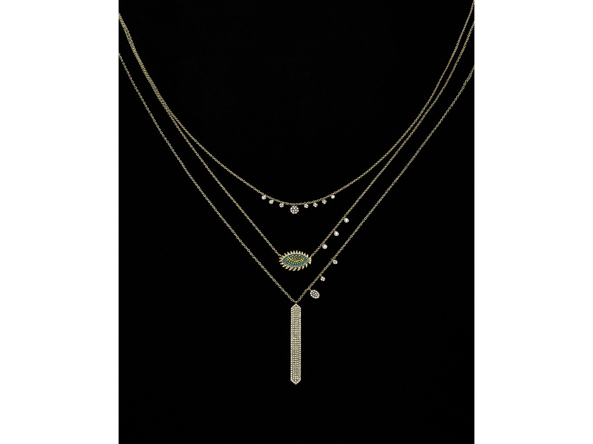 14K Yellow & White Gold Diamond Multi Disc Pendant Necklace, 18" — Image 3