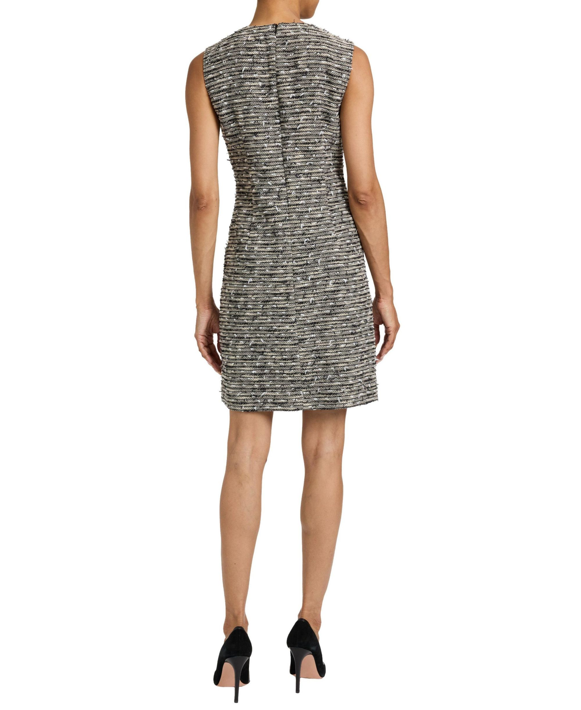 Ida Modern Tweed Shift Dress with Skirt Zipper Detail — Image 3