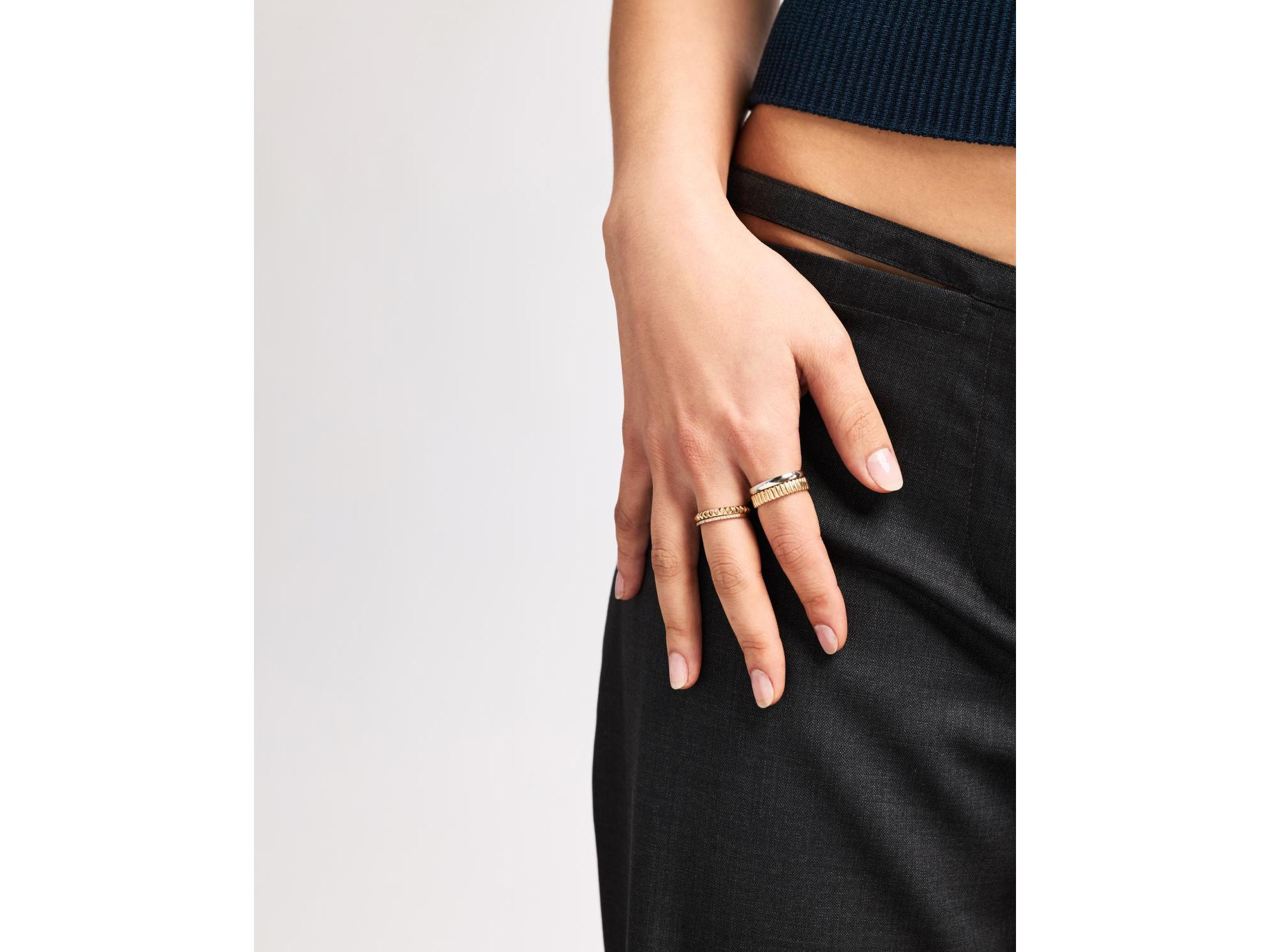 Solid White Gold Slim Eclipse Ring — Image 3