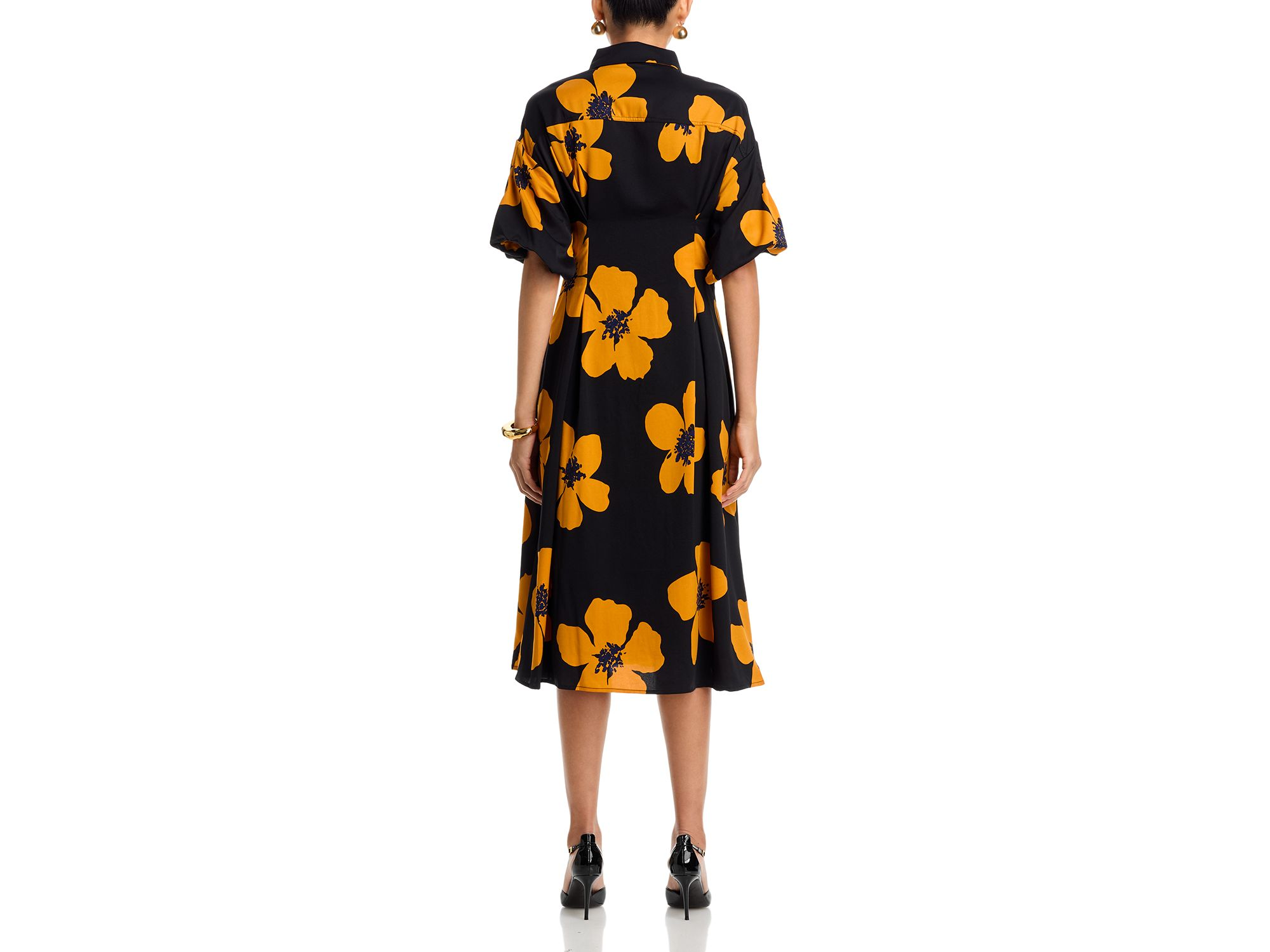 Button-Down Puff Sleeve Midi Dress — Image 4