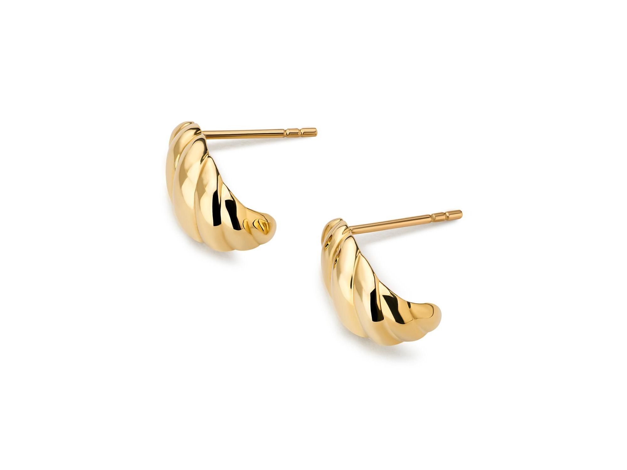 Solid Yellow Gold Rope Huggie Studs — Image 5