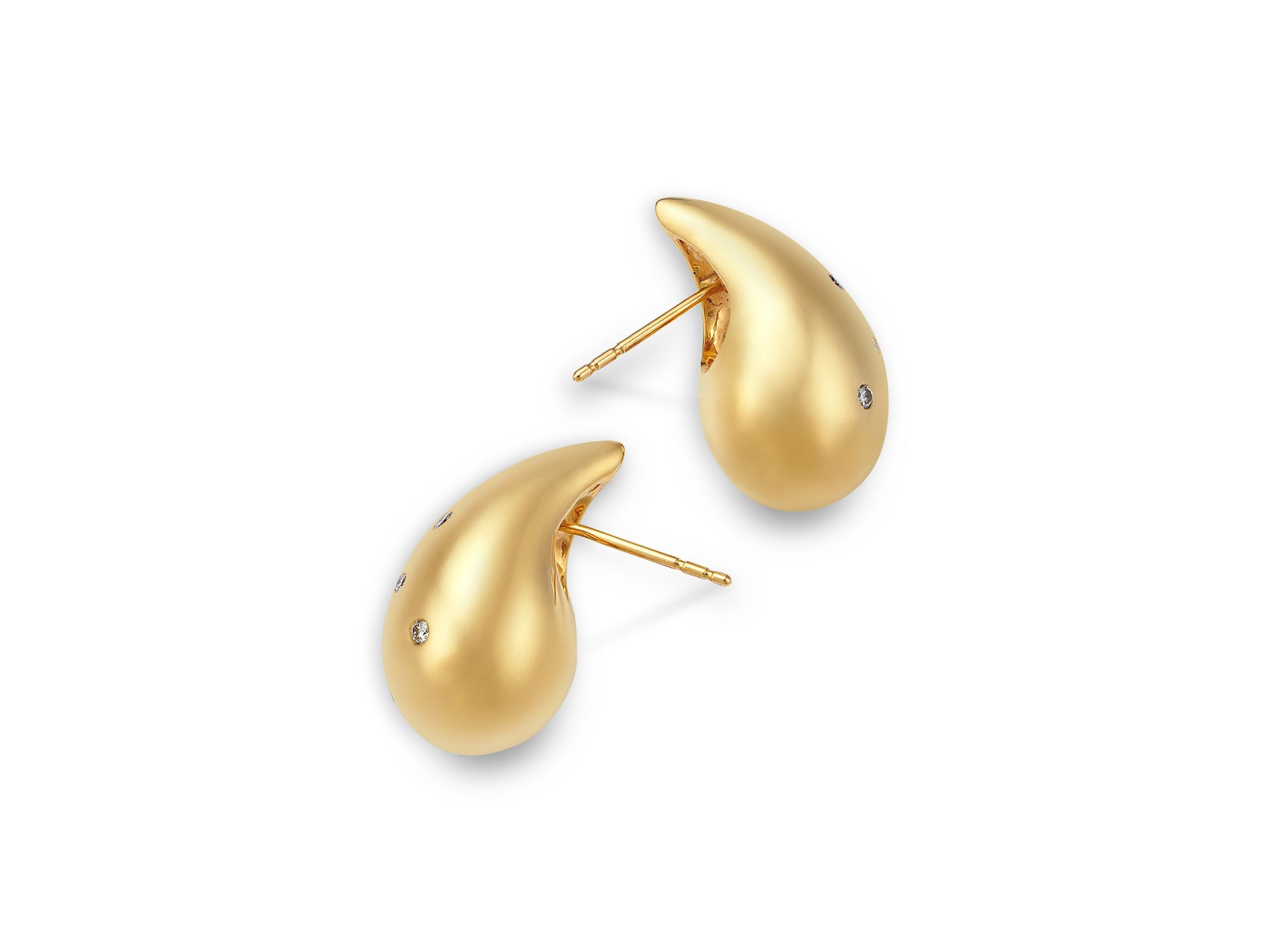 Diamond Puffy Scattered Earring in 14K Yellow Gold, 0.35 tcw — Image 3