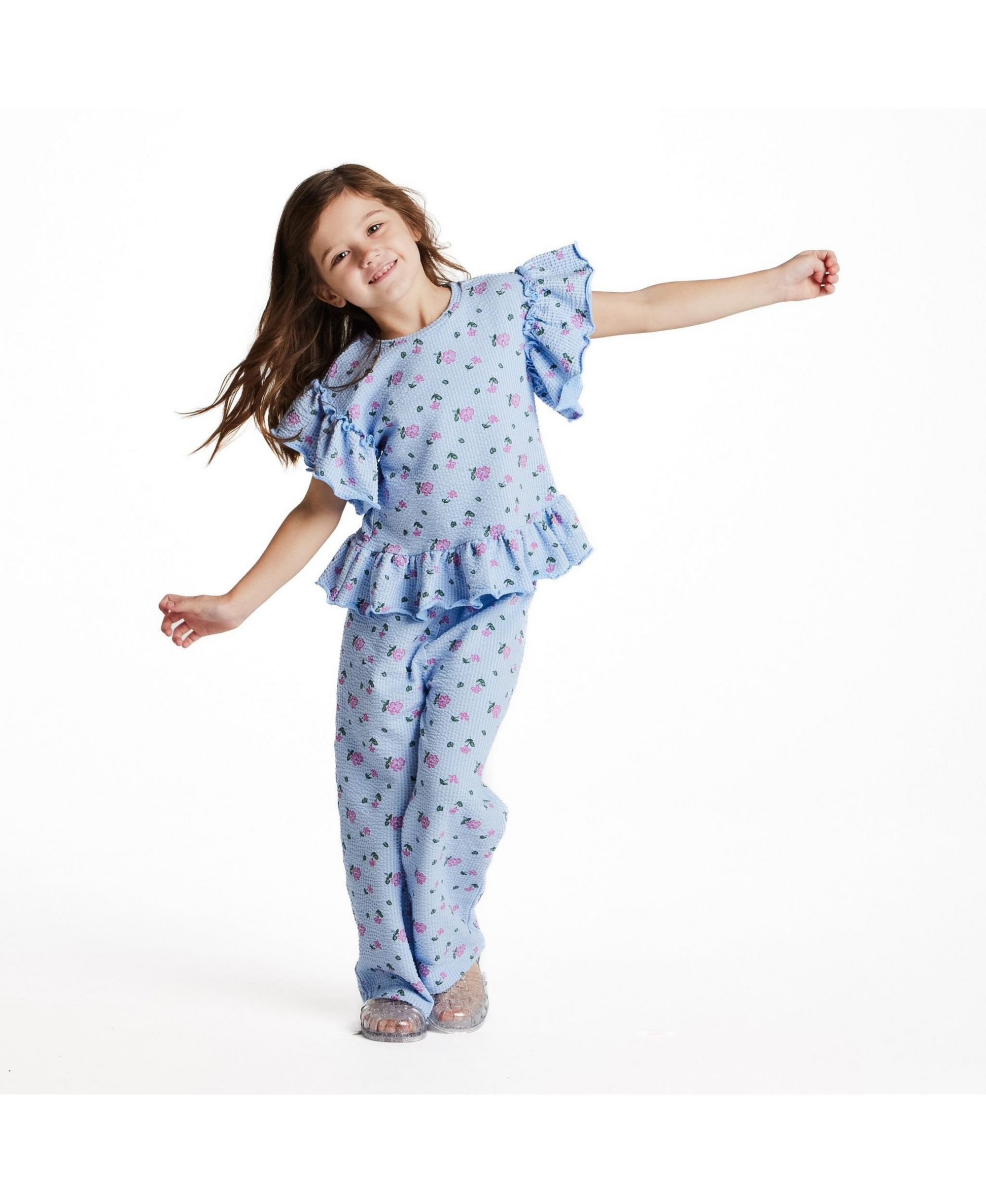 Girls' Knit Seersucker Top & Pant Set - Baby — Image 3