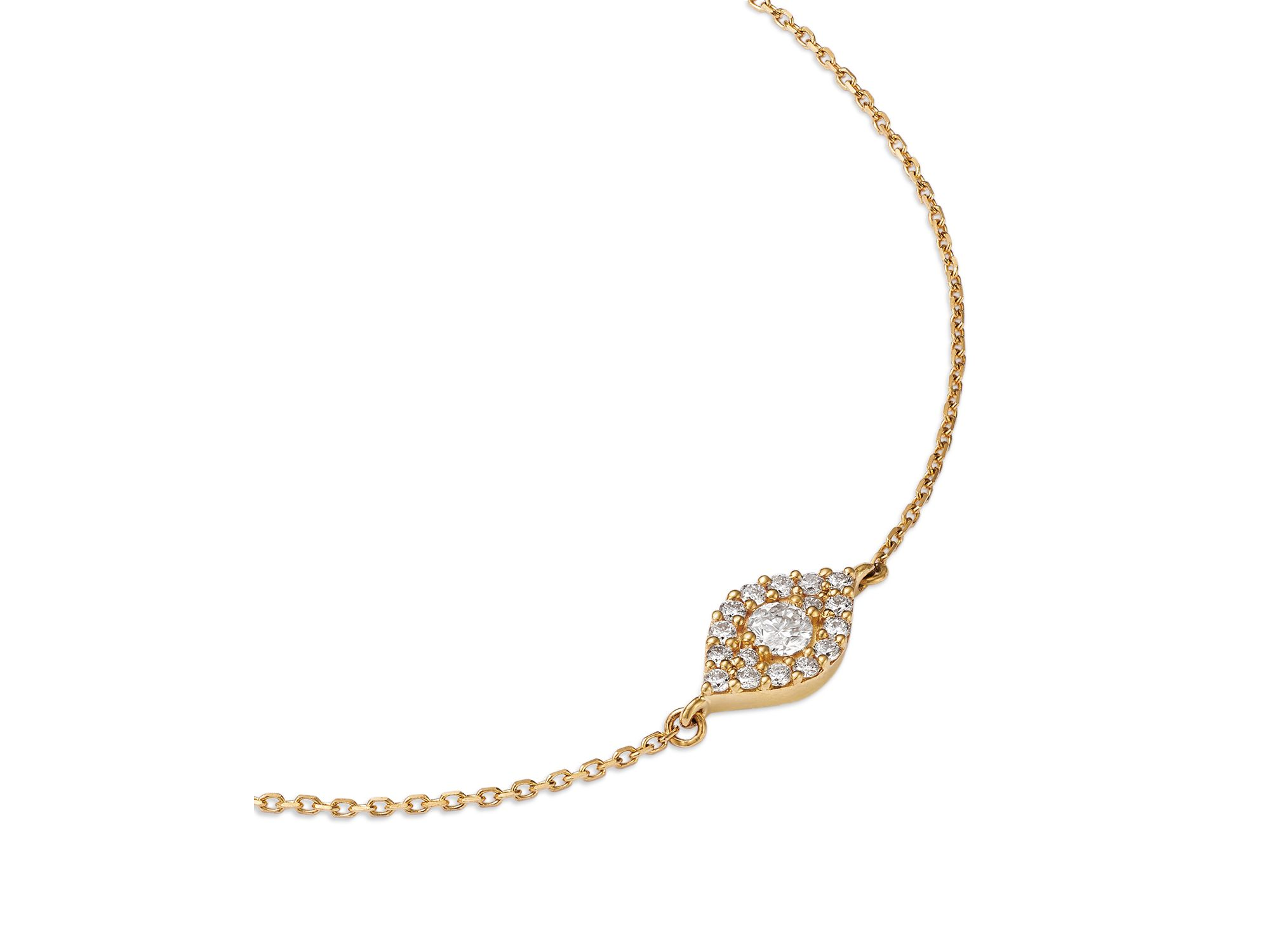 Diamond Evil Eye Chain Link Bracelet in 14K Yellow Gold, 0.22 tcw — Image 3
