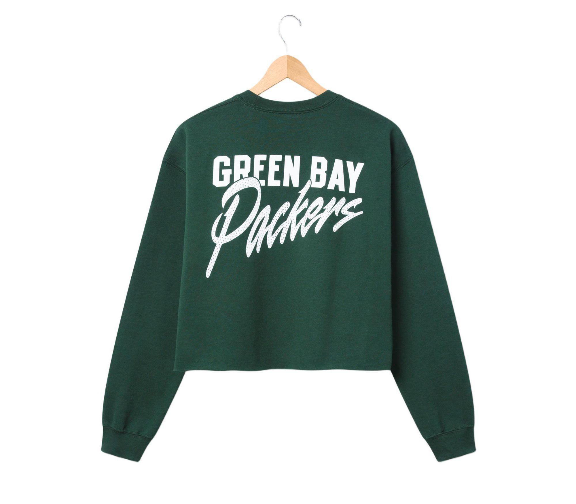 Women's NFL Green Bay Packers Bling Flea Market Crop Fleece — Image 3
