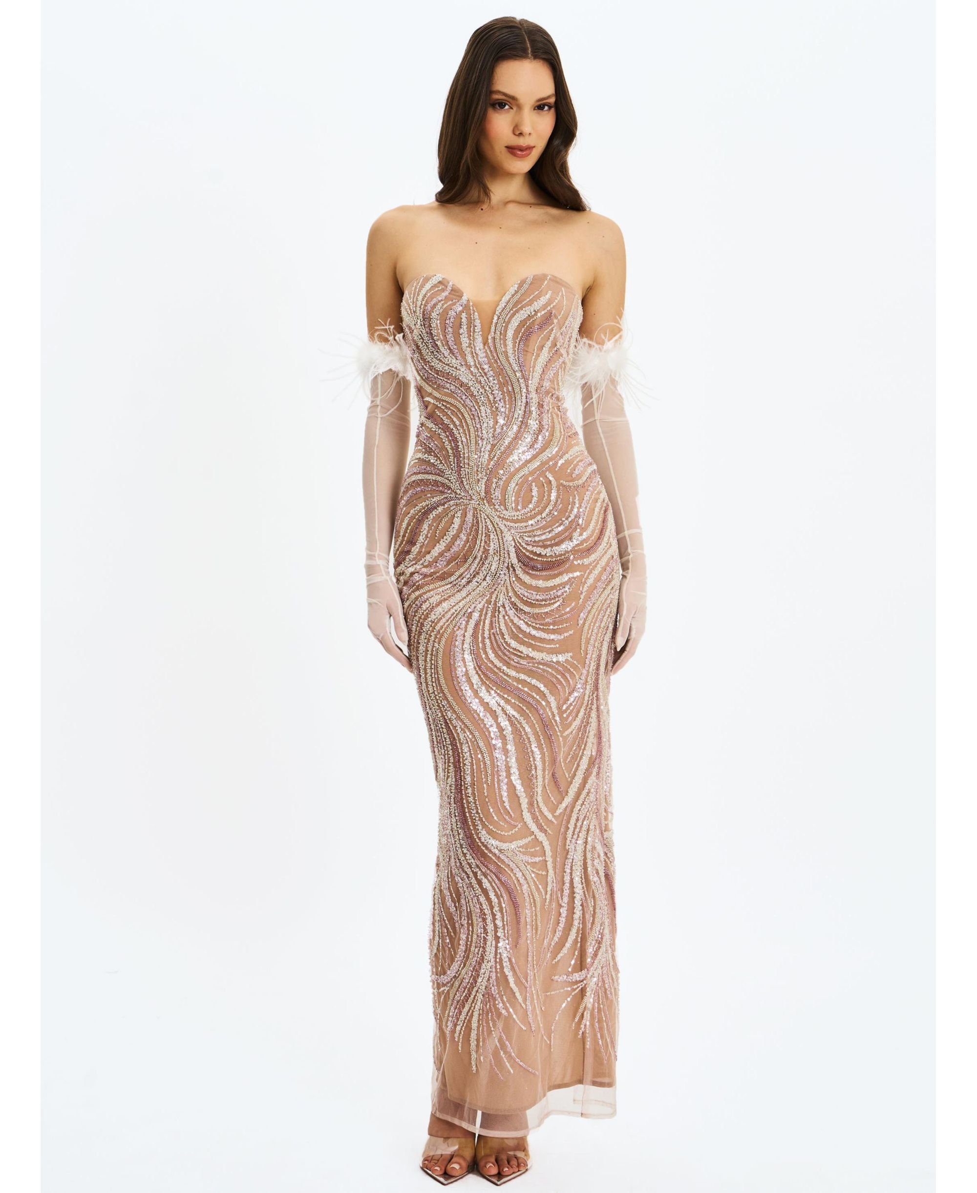 Quinci Beaded Sequin Sweetheart Maxi Dress — Image 4