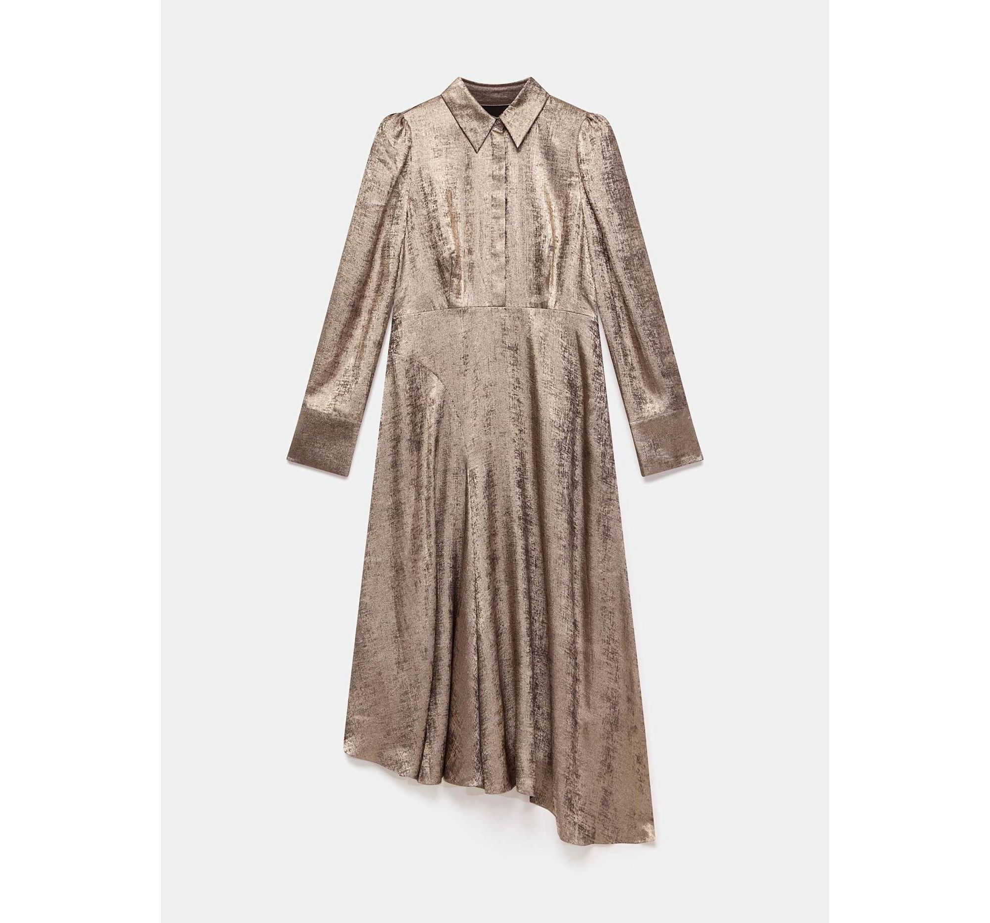 Women's Metallic Midi Shirt Dress — Image 3