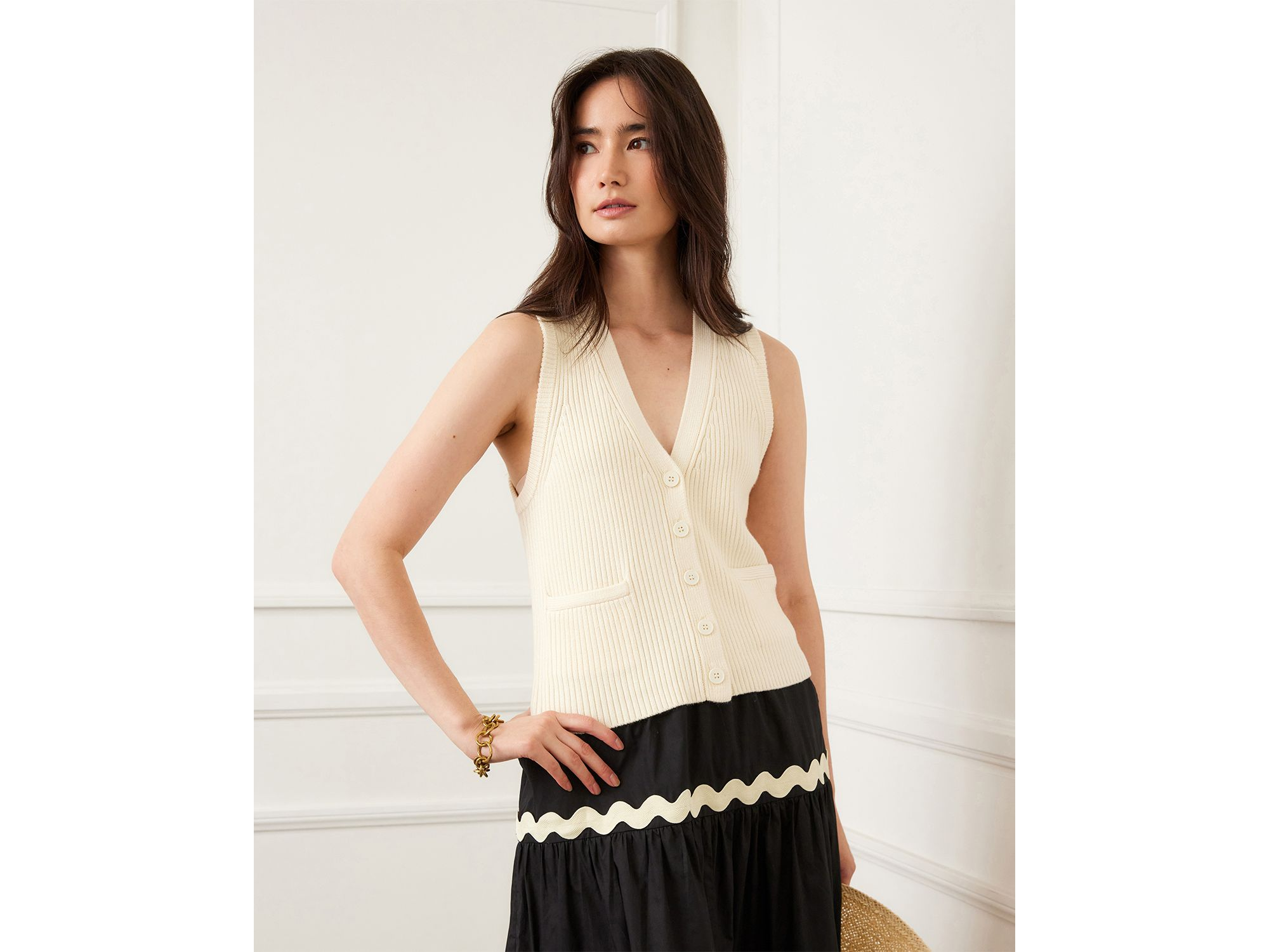 Ribbed Button Sweater Vest — Image 4