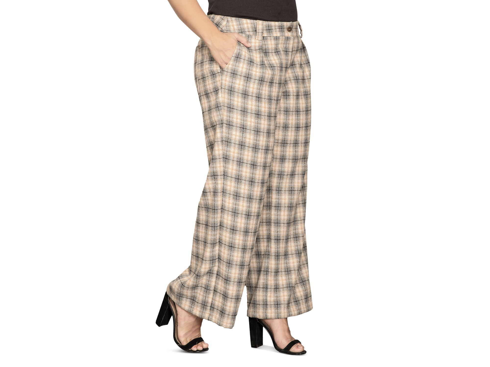 Plus Size Plaid Wide Leg Pants — Image 3