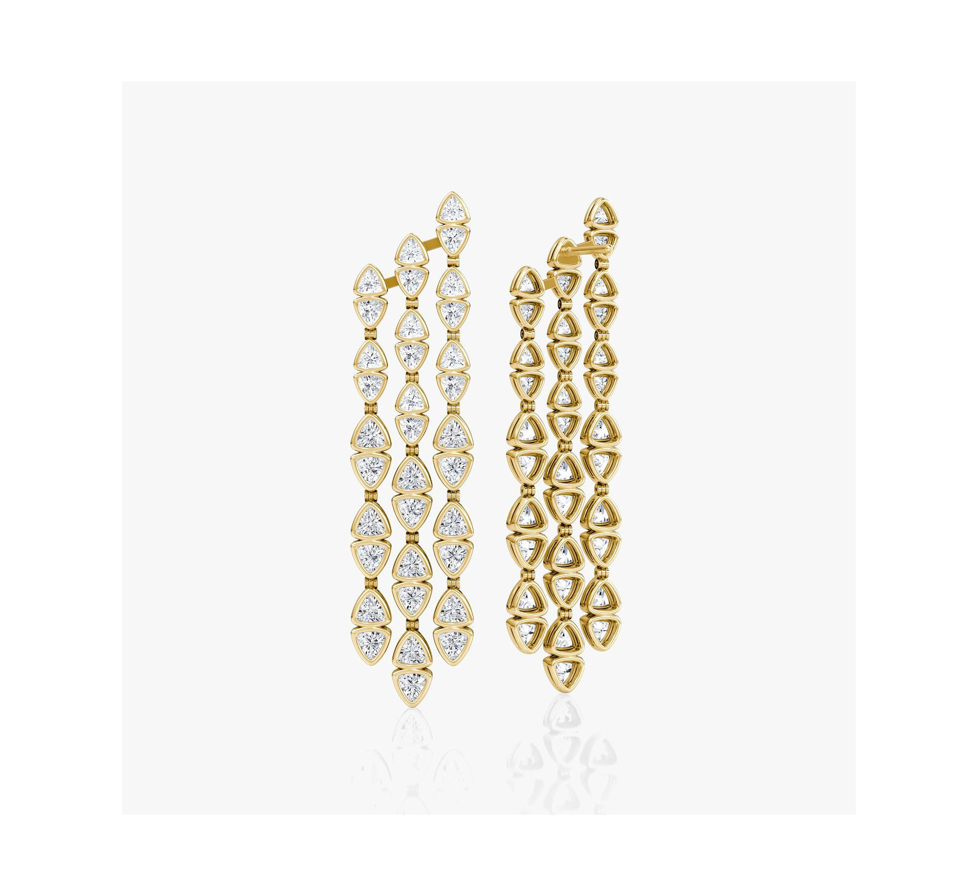Trillion Cascade Earrings in 14K White Gold, 9.64ctw Trillion Lab Grown Diamonds — Image 3