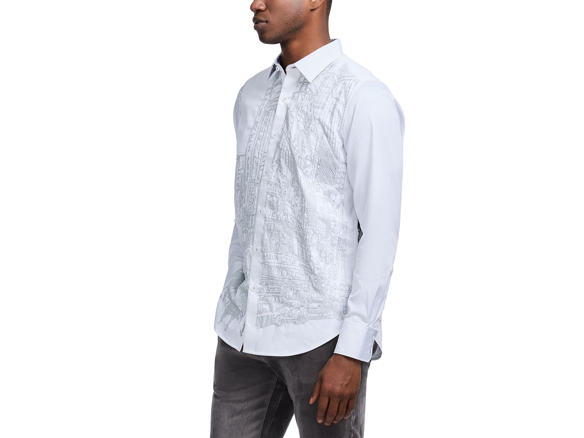 Urban Classics Printed Long Sleeve Button Front Shirt — Image 4