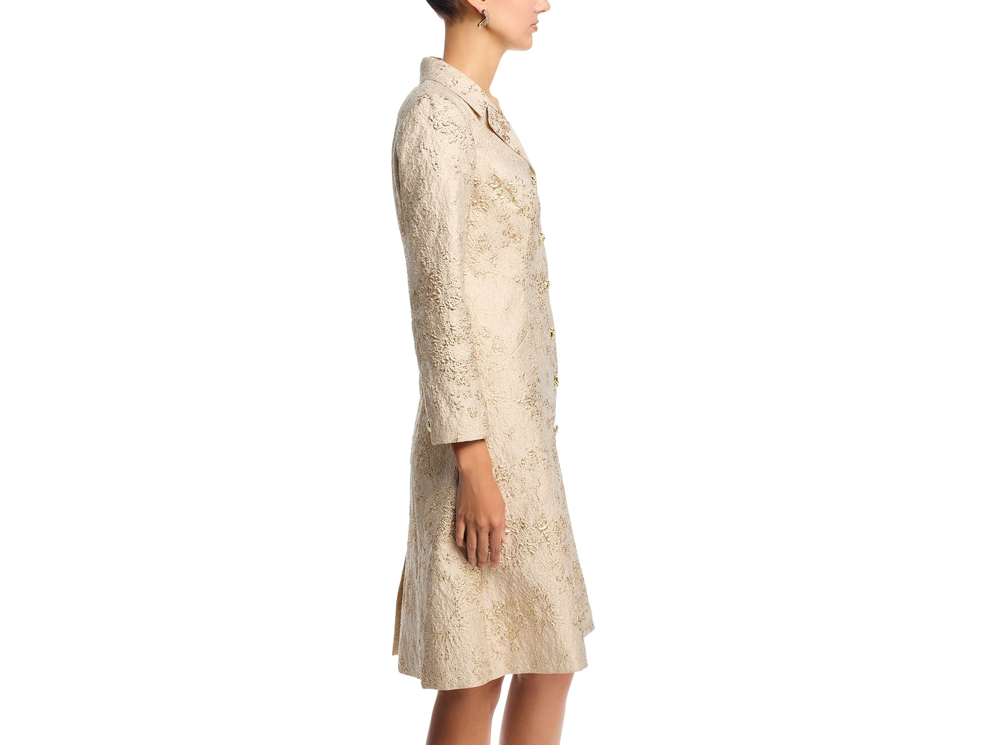 Metallic Jacquard Coat Dress — Image 4