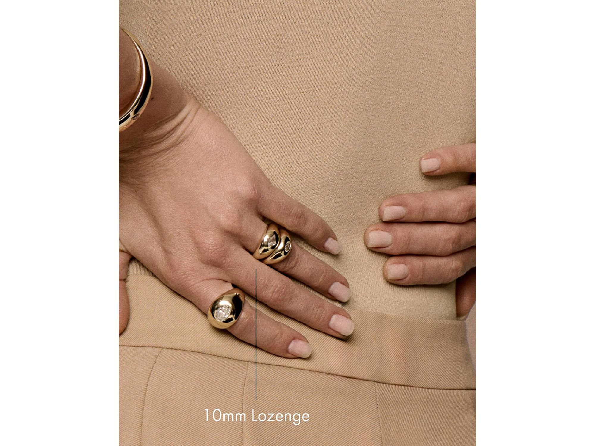 Dome Band in 14K Yellow Gold, .75ctw Lozenge Lab Grown Diamond — Image 3