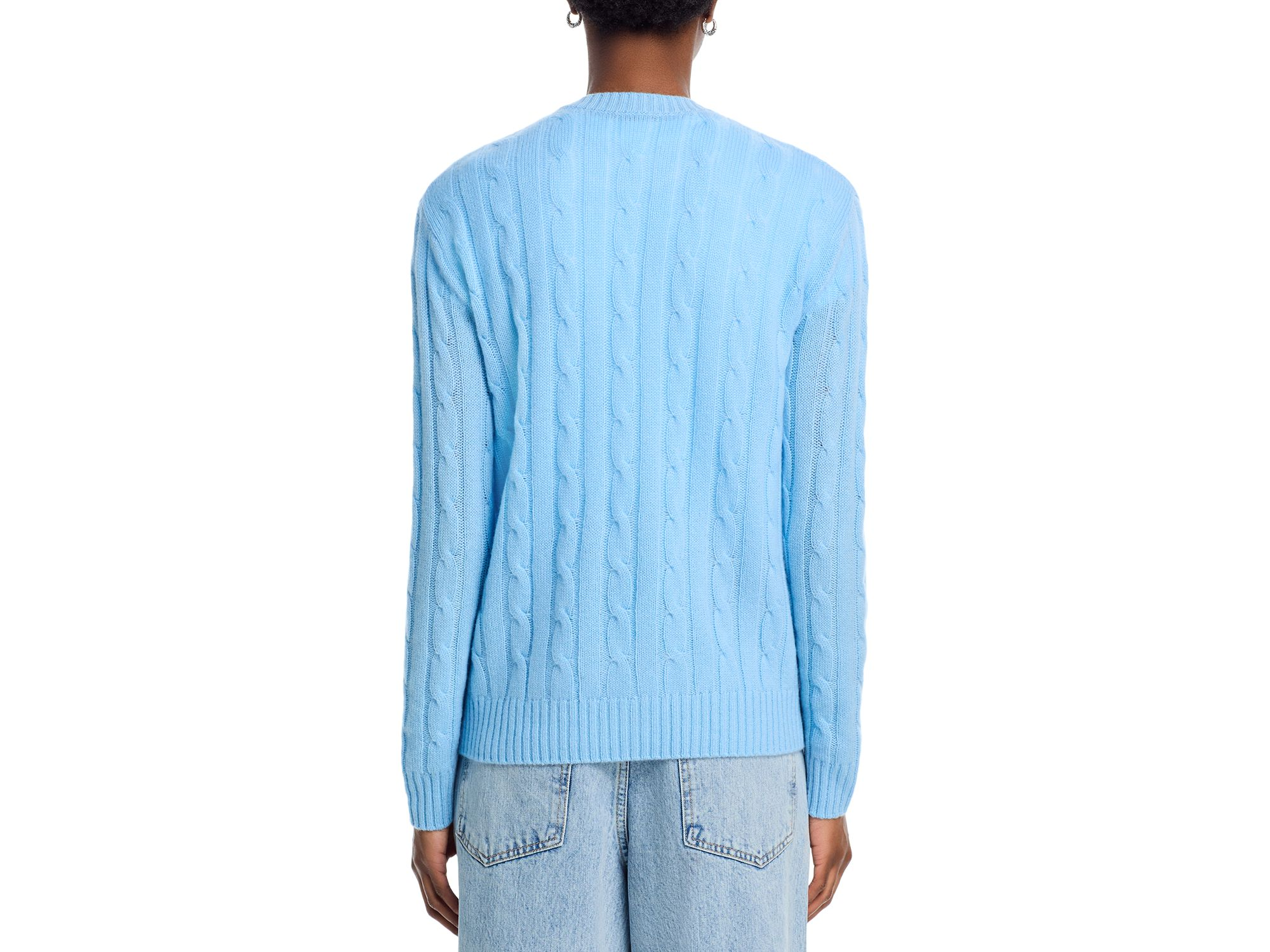 100% Cashmere Cable Knit Crewneck Sweater - Exclusive — Image 3
