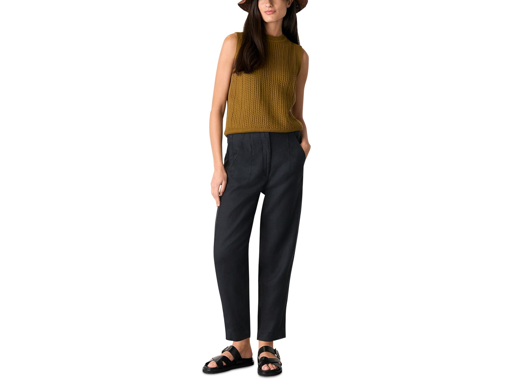Linen Barrel Leg Trousers — Image 4