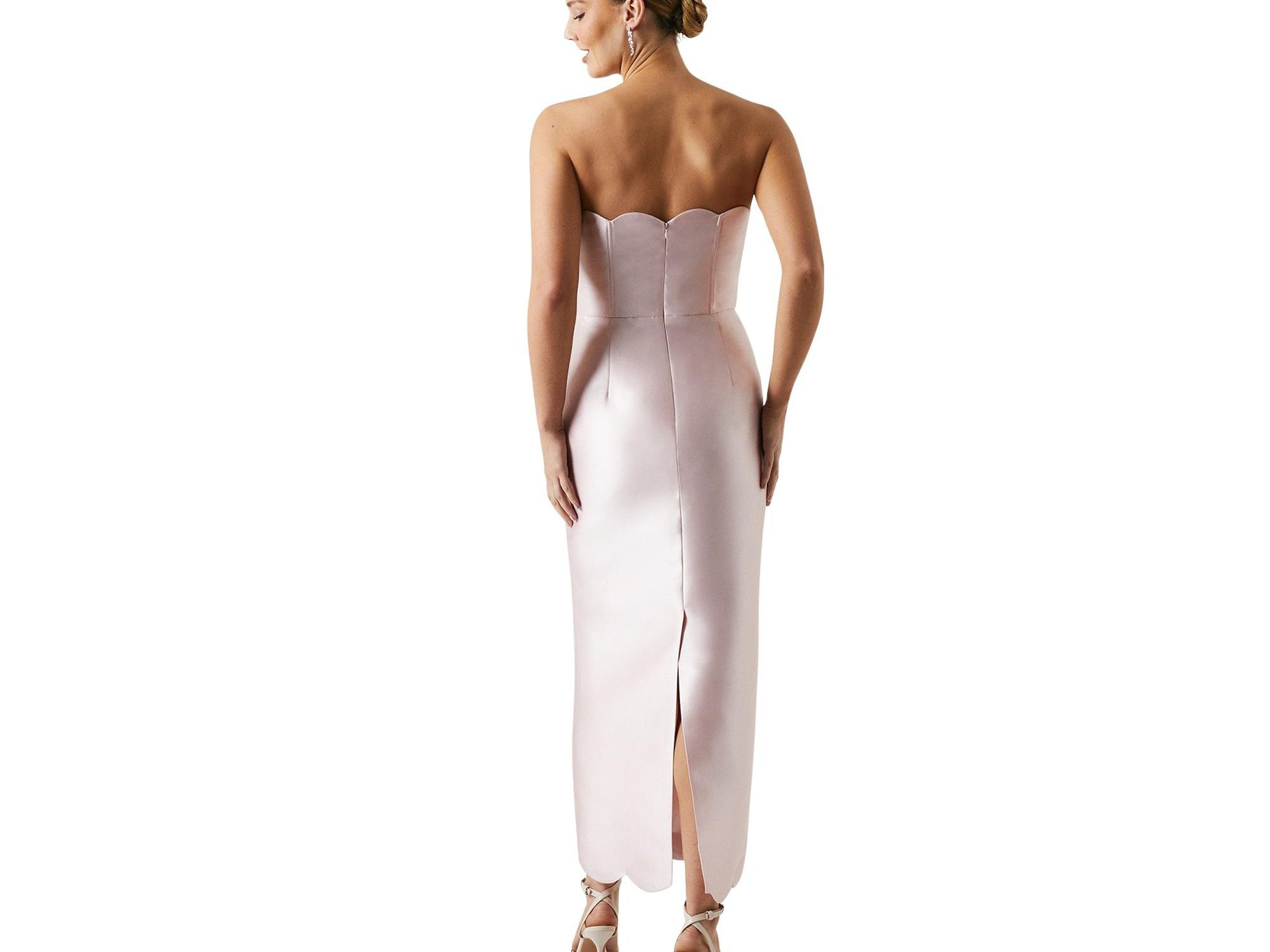 Scallop Twill Column Bridesmaids Dress — Image 4