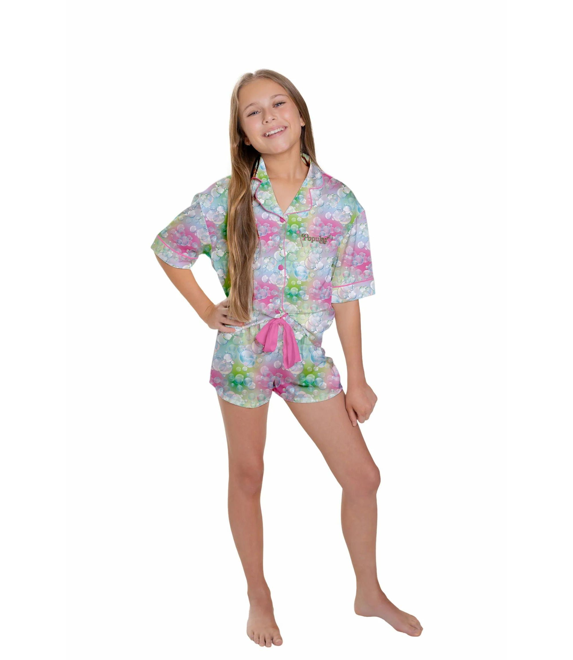 Girls' Popular Silky Short Sleeve Shorts Set - Little Kid, Big Kid — Image 4