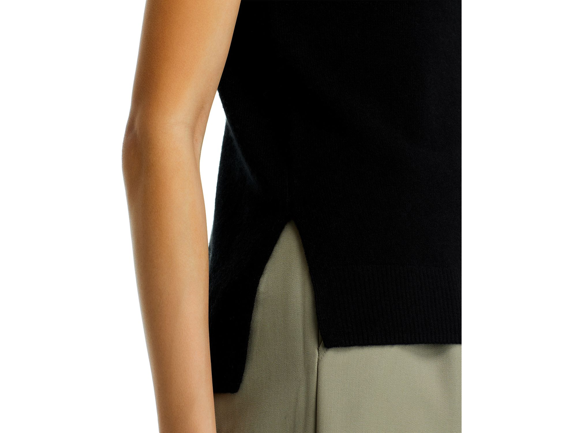 100% Cashmere Split Hem Turtleneck Tank - Exclusive — Image 3