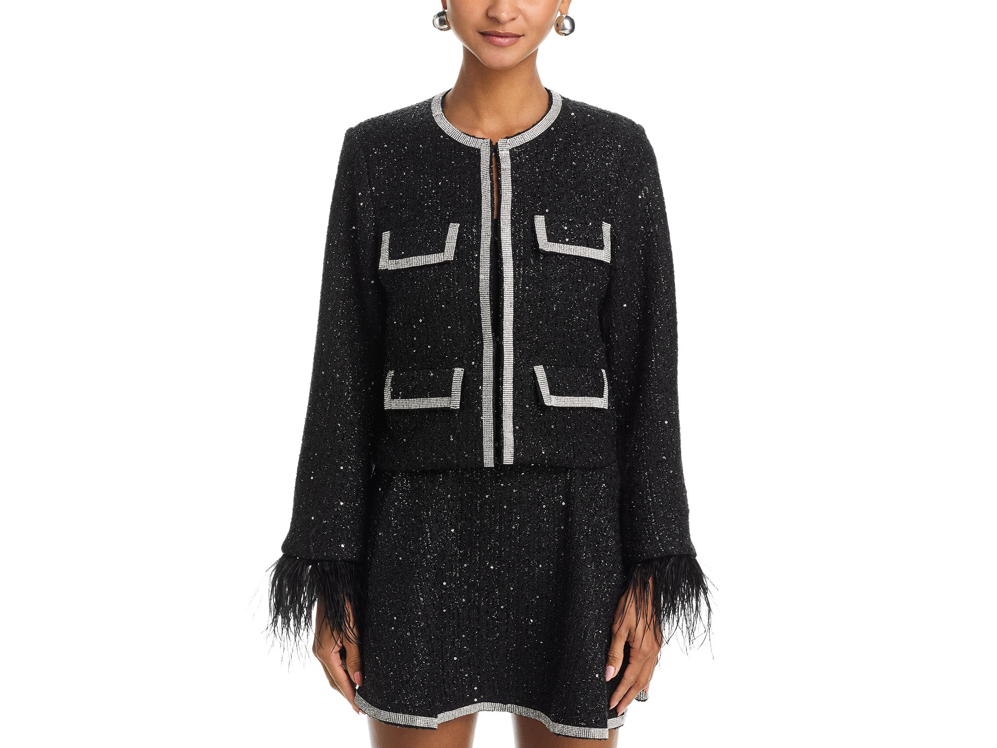 Rhinestone & Feather Tweed Jacket - Exclusive — Image 3