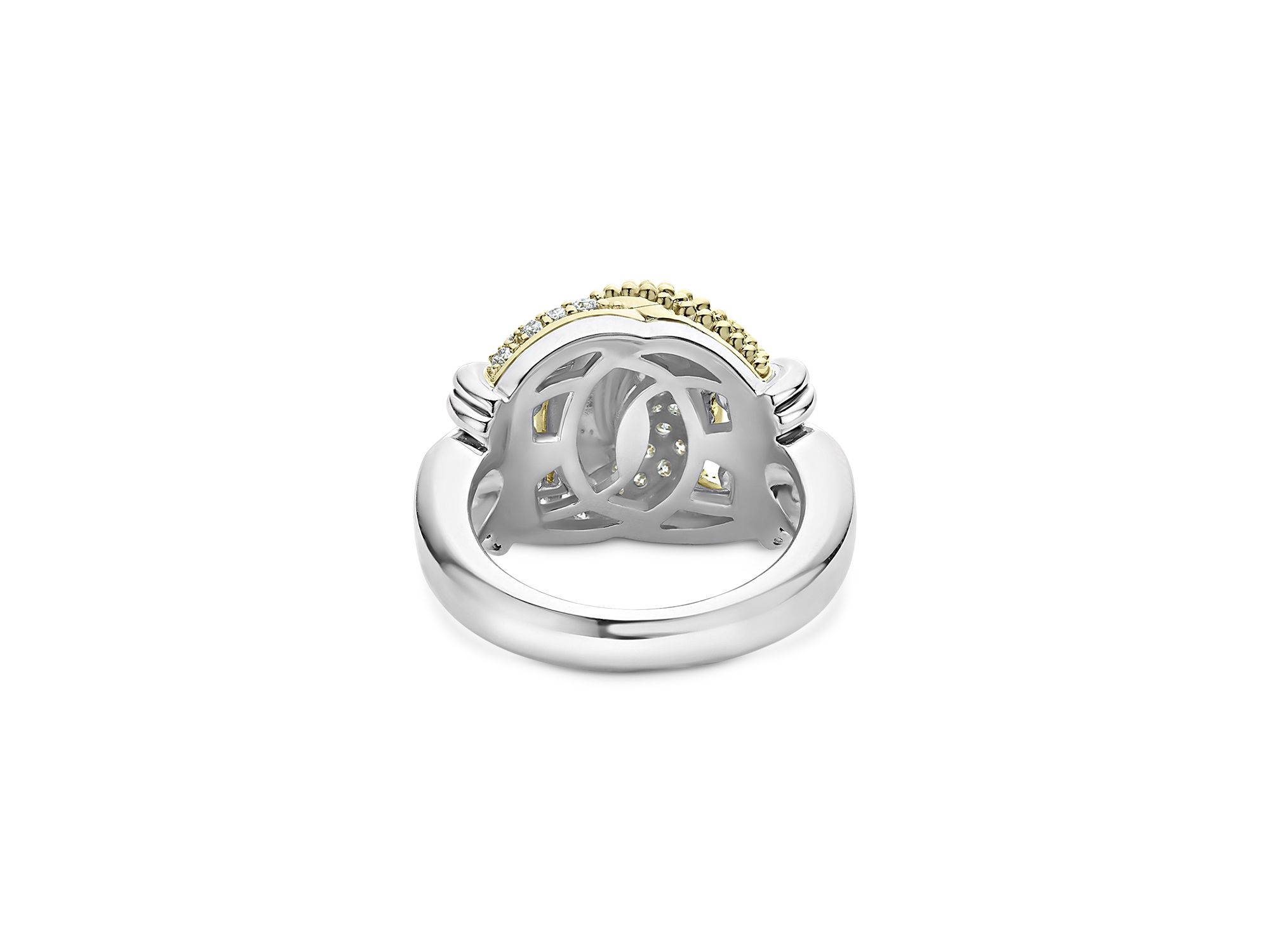 Sterling Silver & 18K Yellow Gold Caviar Luxe Diamond Large Knot Ring — Image 4