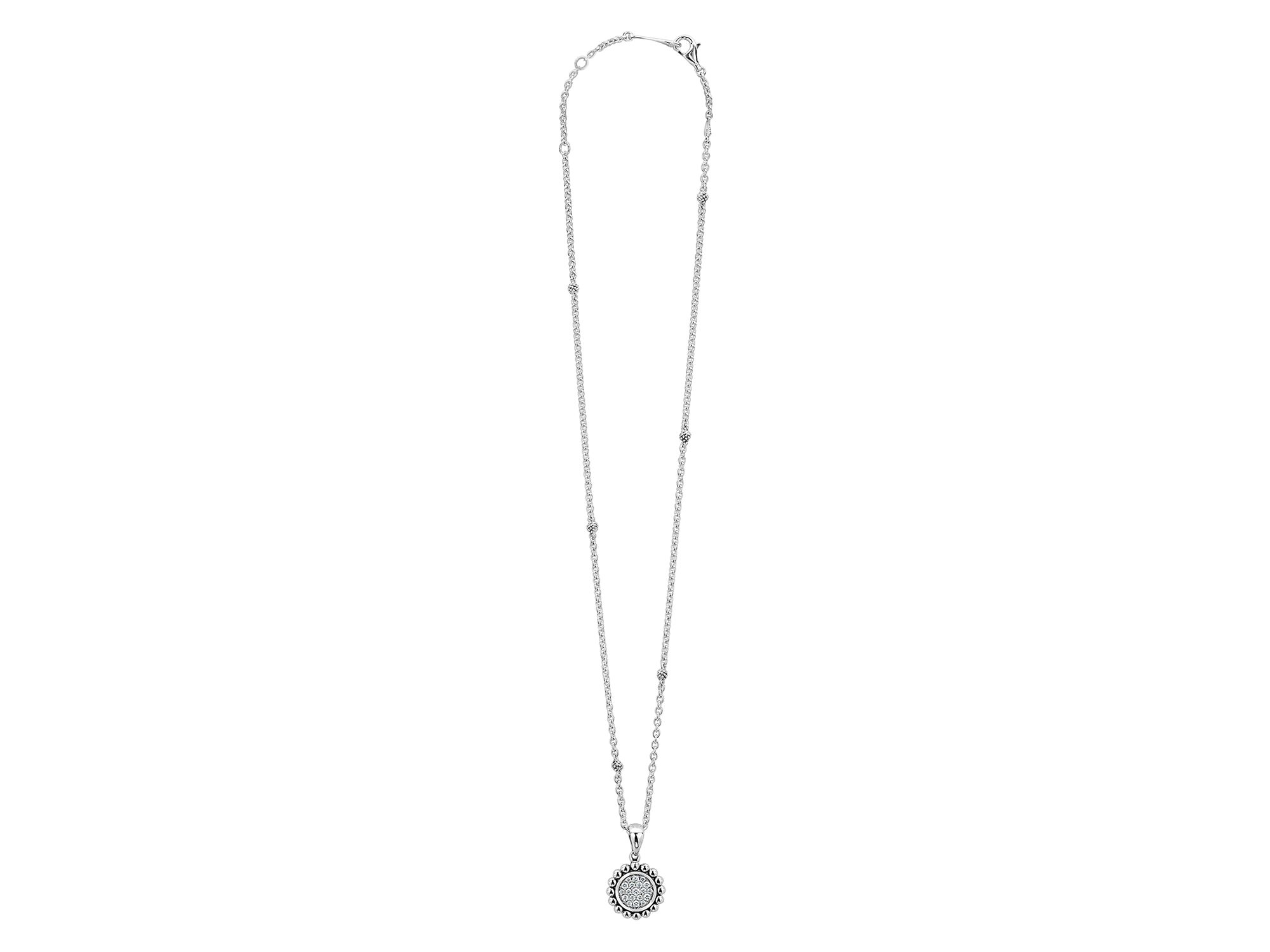 Sterling Silver Caviar Spark Diamond Pendant Necklace, 18" — Image 6