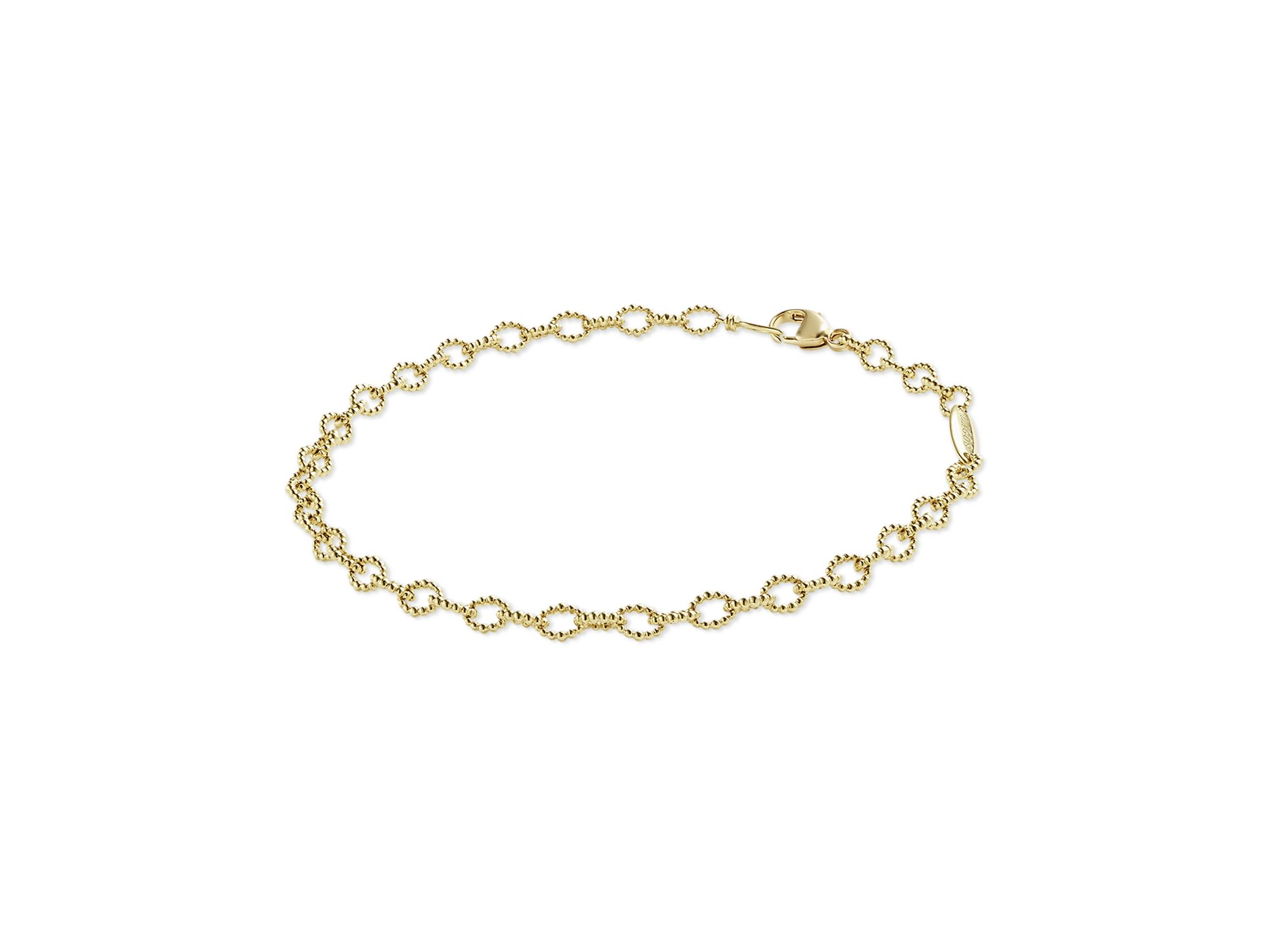 18K Yellow Gold Signature Caviar Beaded Oval Link Bracelet — Image 5