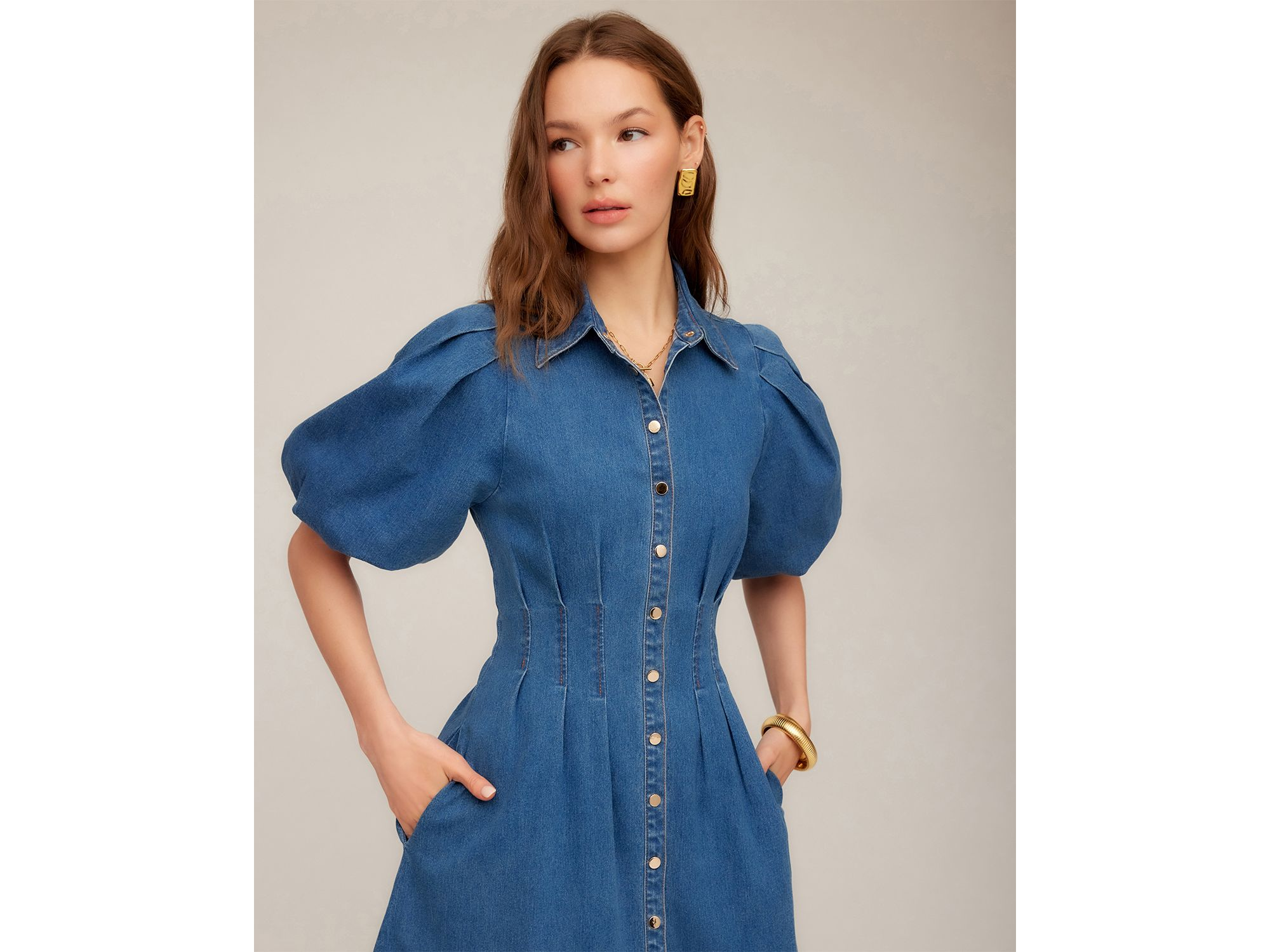 Esme Denim Midi Shirt Dress — Image 4