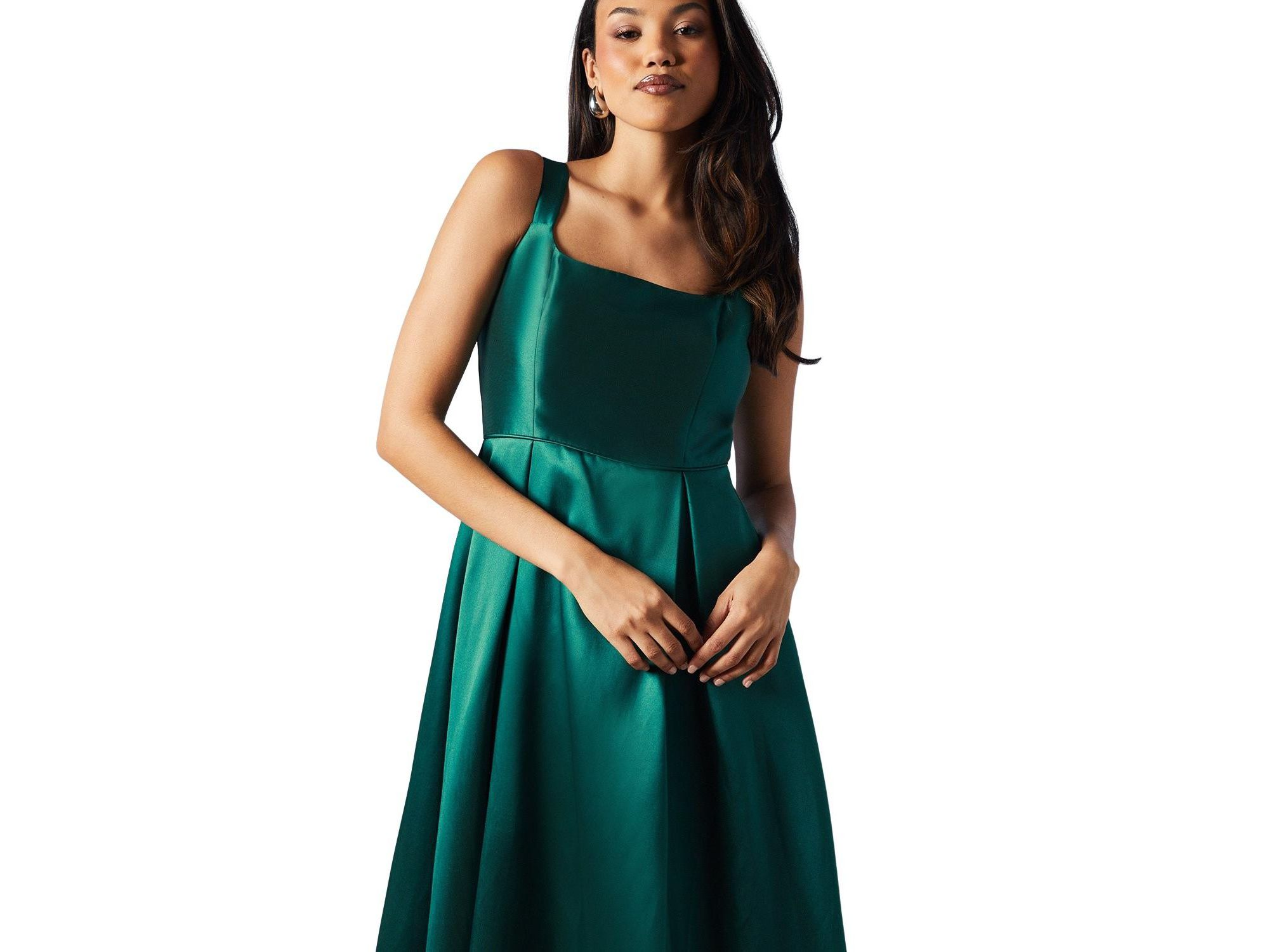 Scoop Neck Maxi Twill Bridesmaids Dress — Image 3