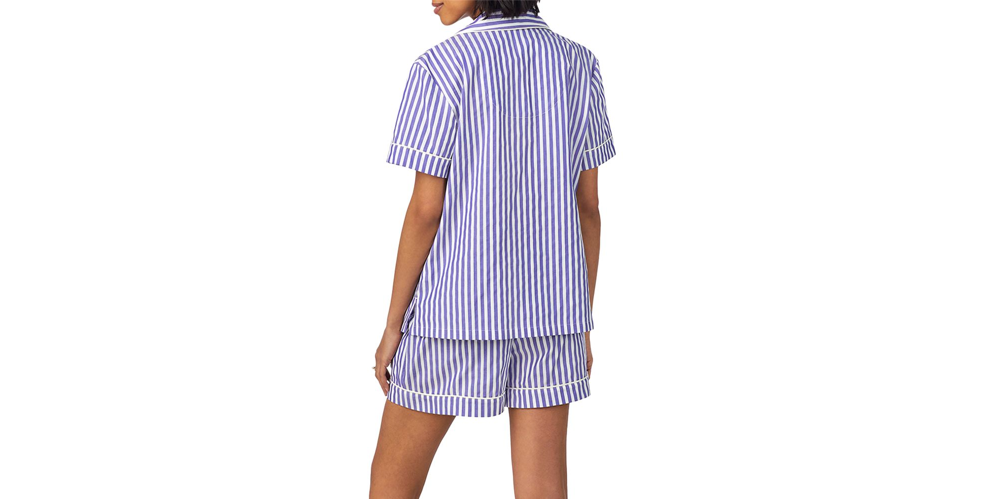 Striped Short Sleeve Boxer Pajama Set — Image 8