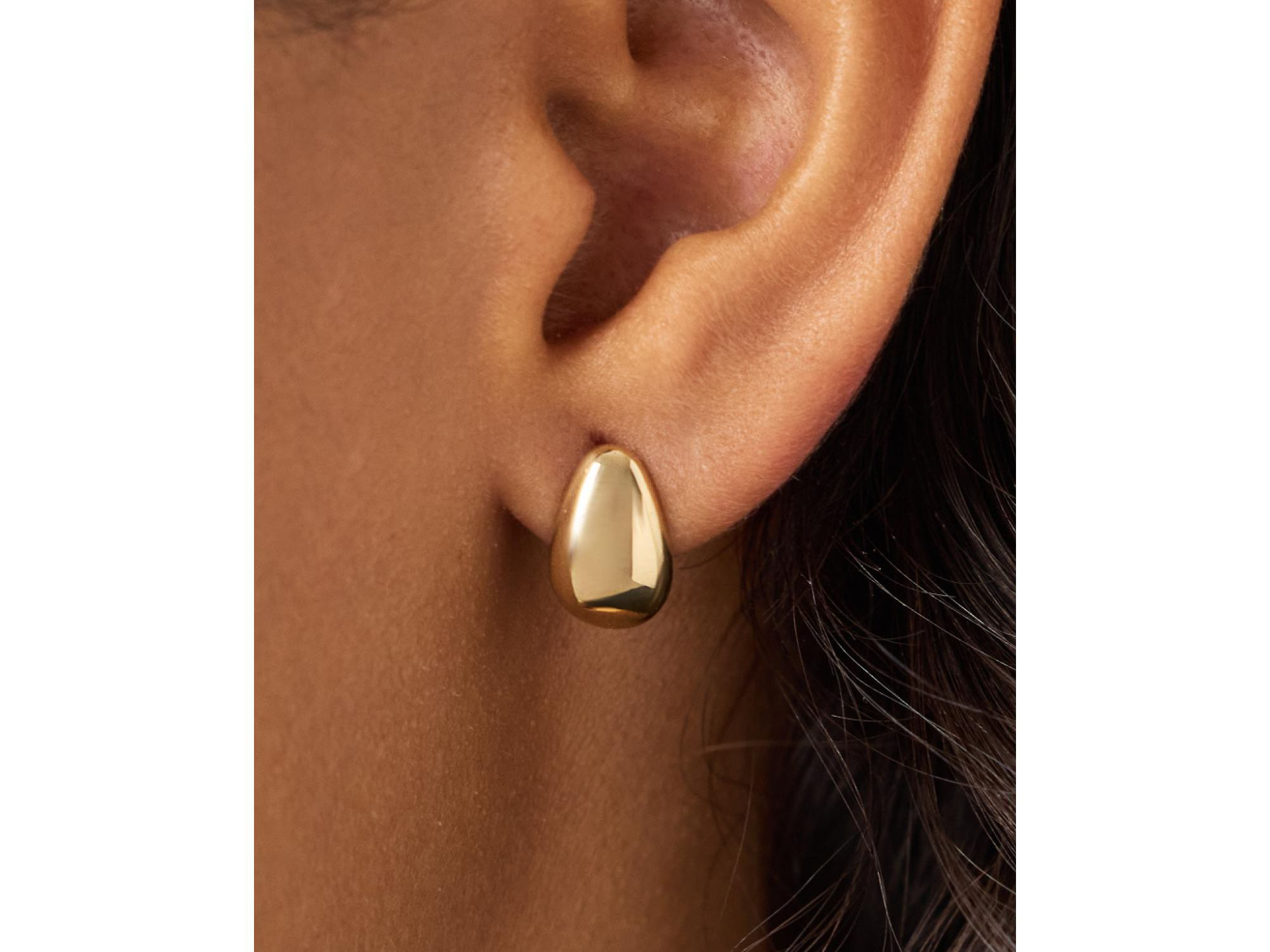 Gold Stud Earrings - Gold Teardrop Huggie Studs — Image 4