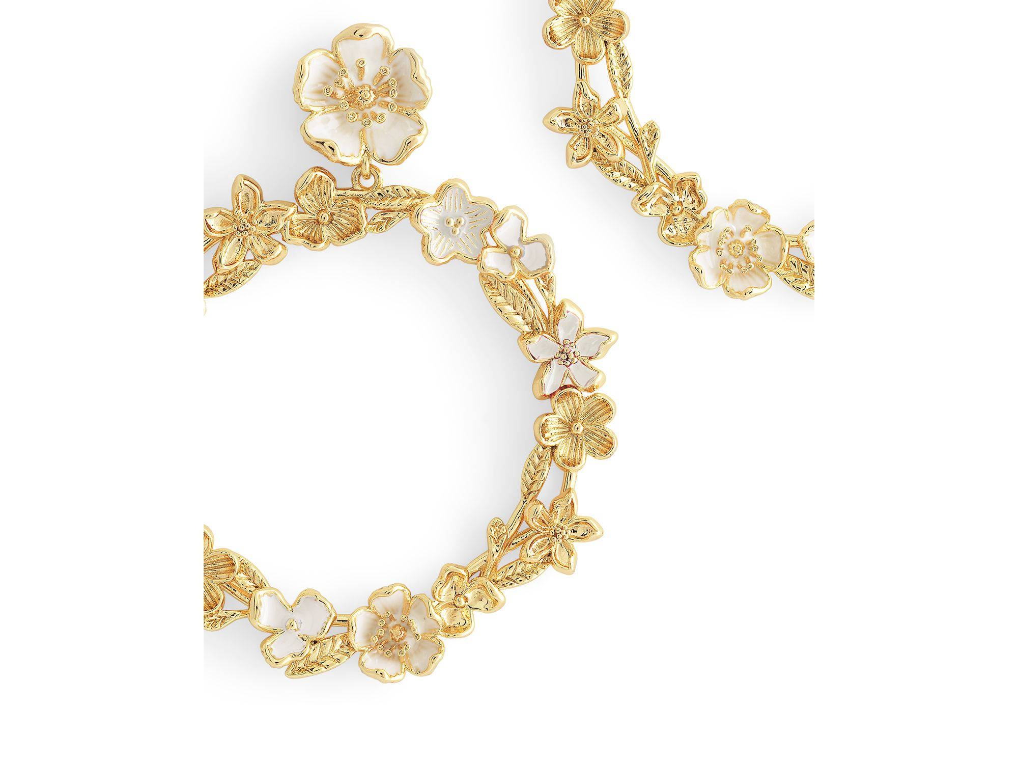 Bloom Gathered Drop Hoop Earrings in 18K Gold Plated - Exclusive — Image 3