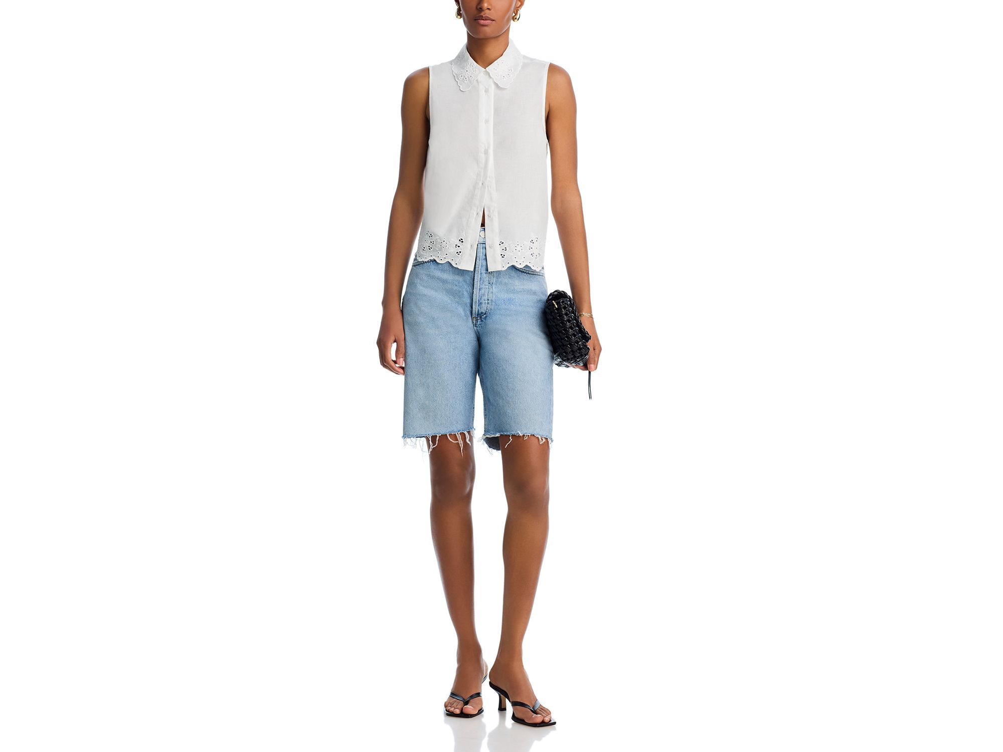 Eyelet Trim Sleeveless Shirt - Exclusive — Image 3
