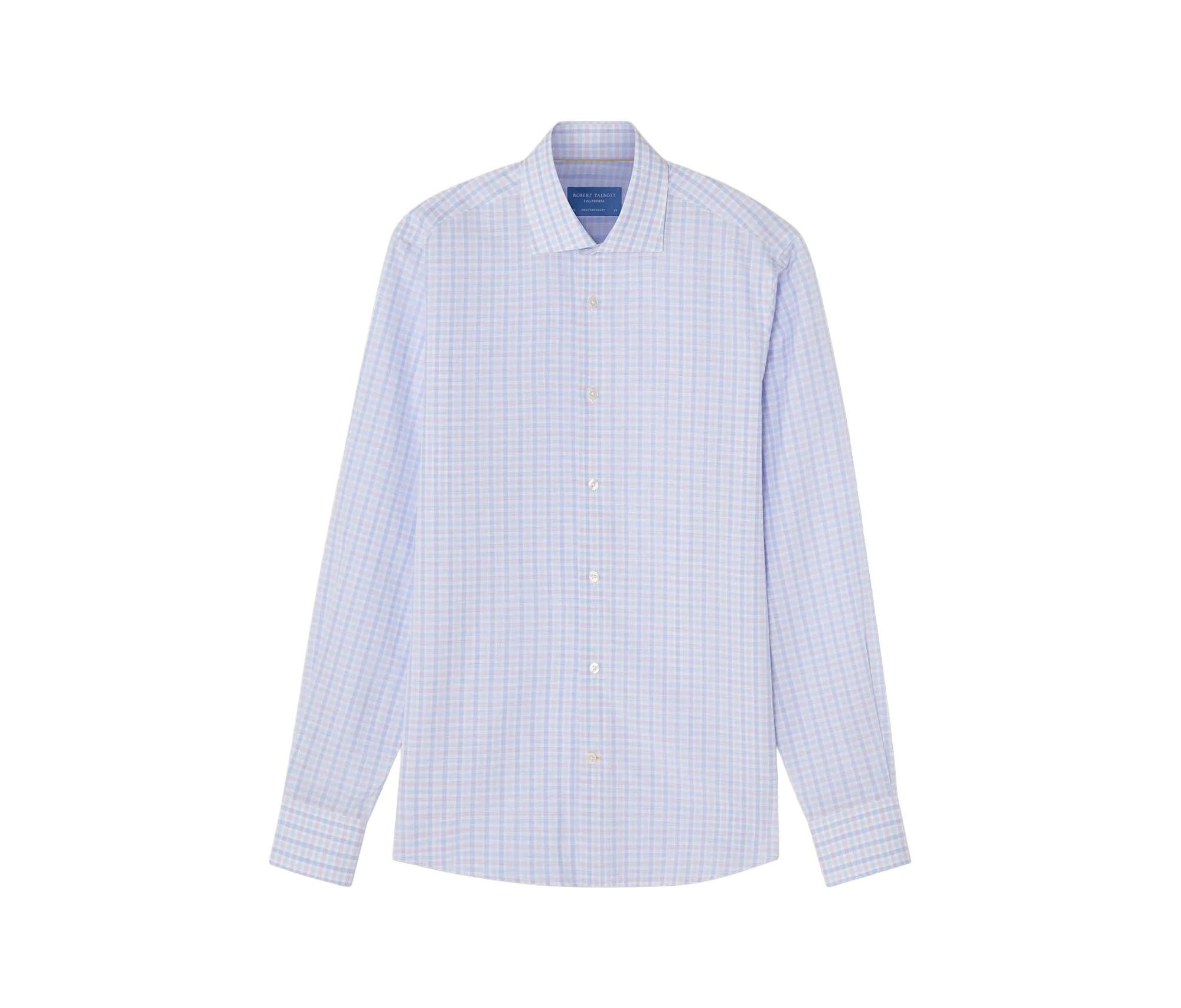 Reynolds Check Cotton/Linen Contemporary Fit Shirt — Image 5
