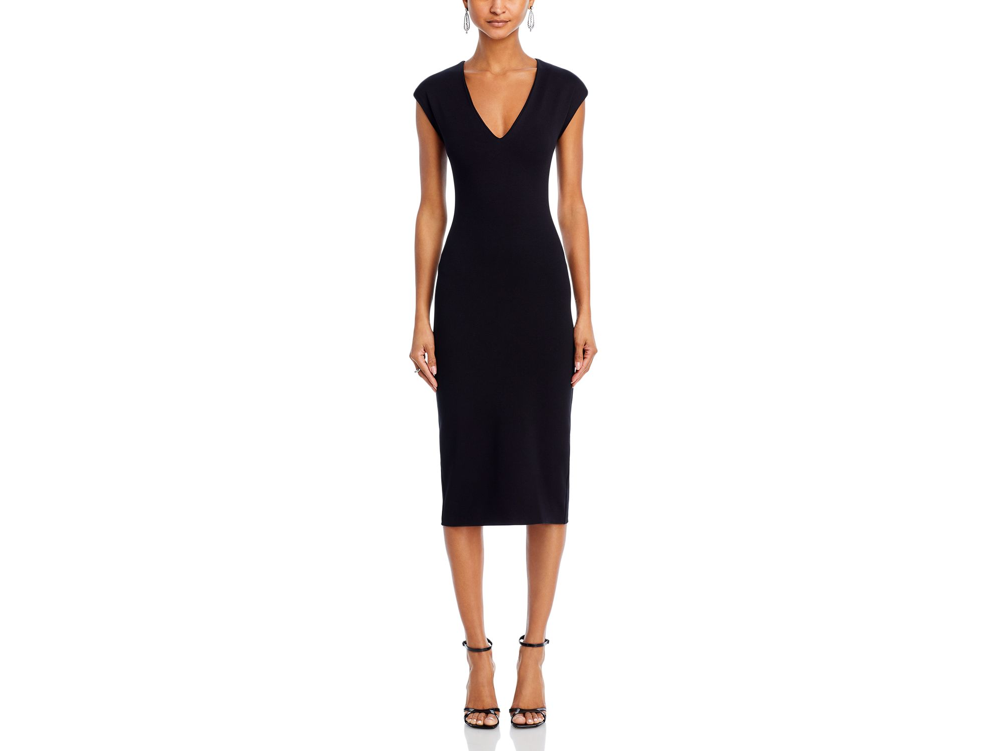 V Neck Ponte Short Sleeved Midi Dress - Exclusive — Image 4
