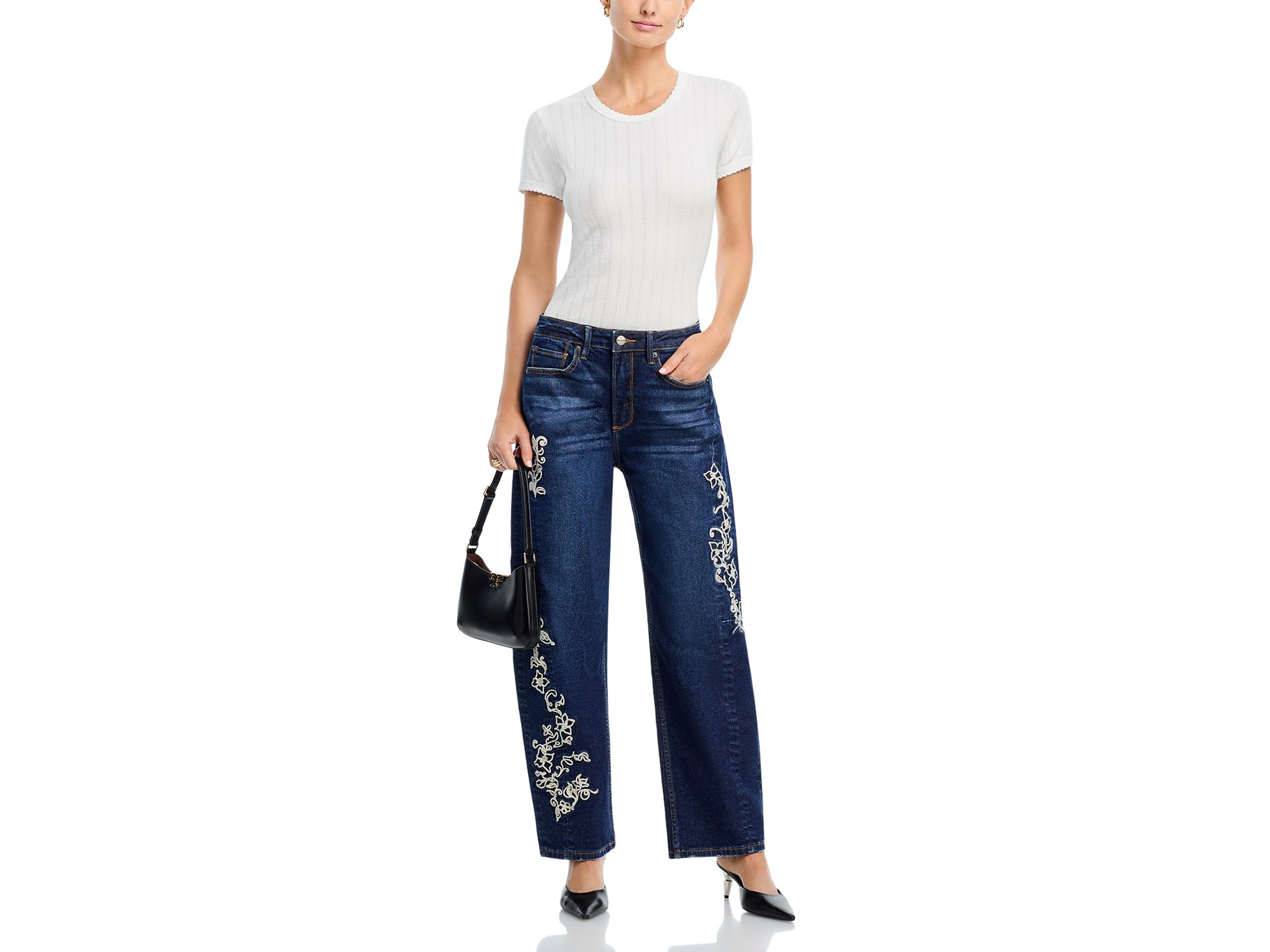 Elaine X Raised Rode Barrel Leg Jeans in Dark Wash — Image 5