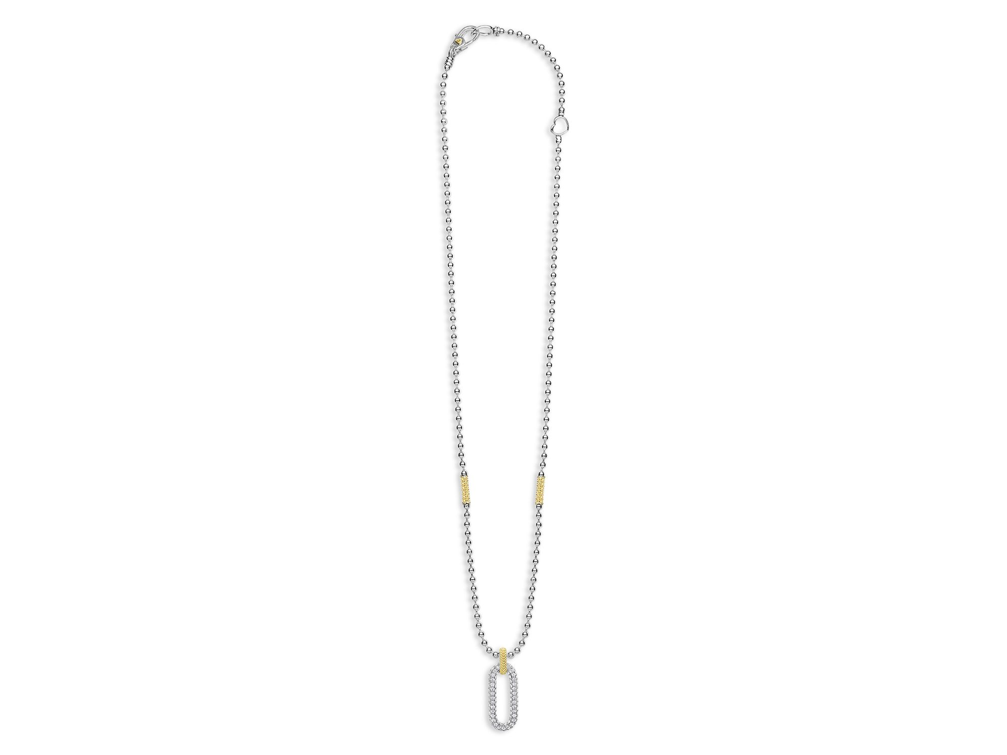 18K Yellow Gold & Sterling Caviar Lux Diamond Clip Pendant Necklace, 16-18" - Exclusive — Image 4