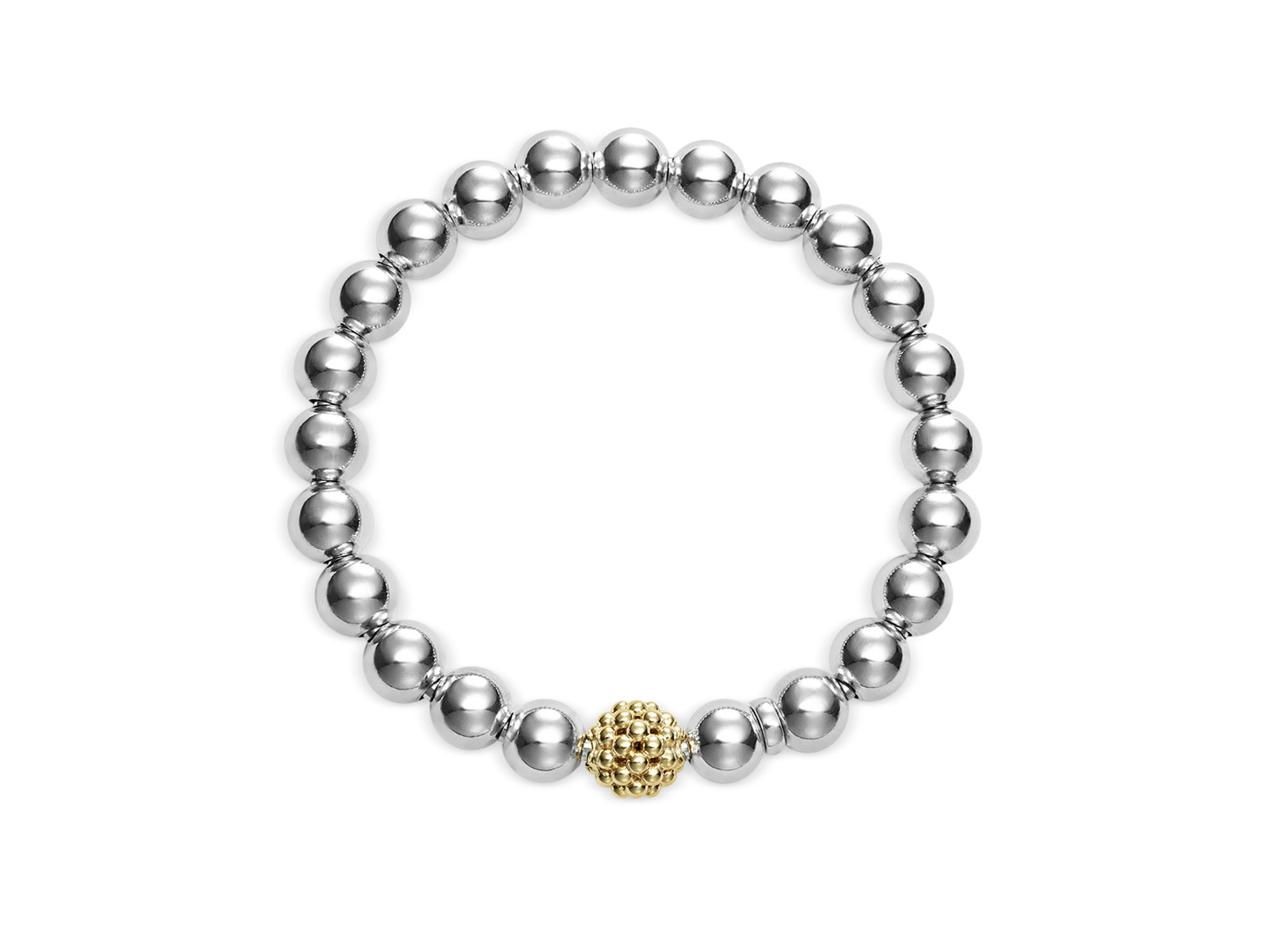 Sterling & 18K Yellow Gold Signature Caviar Stretch Bracelet — Image 3