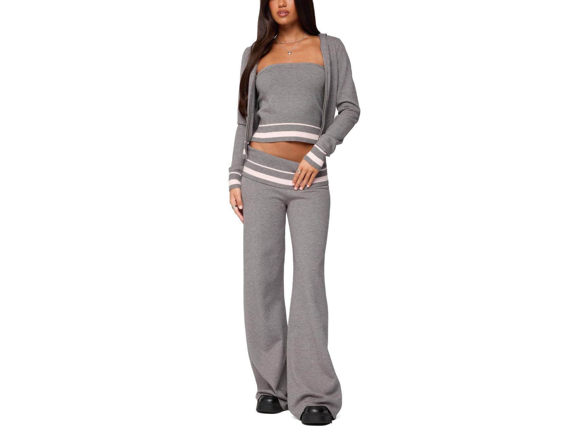 Kaliya Stripey Knit Zip Up Hoodie — Image 5