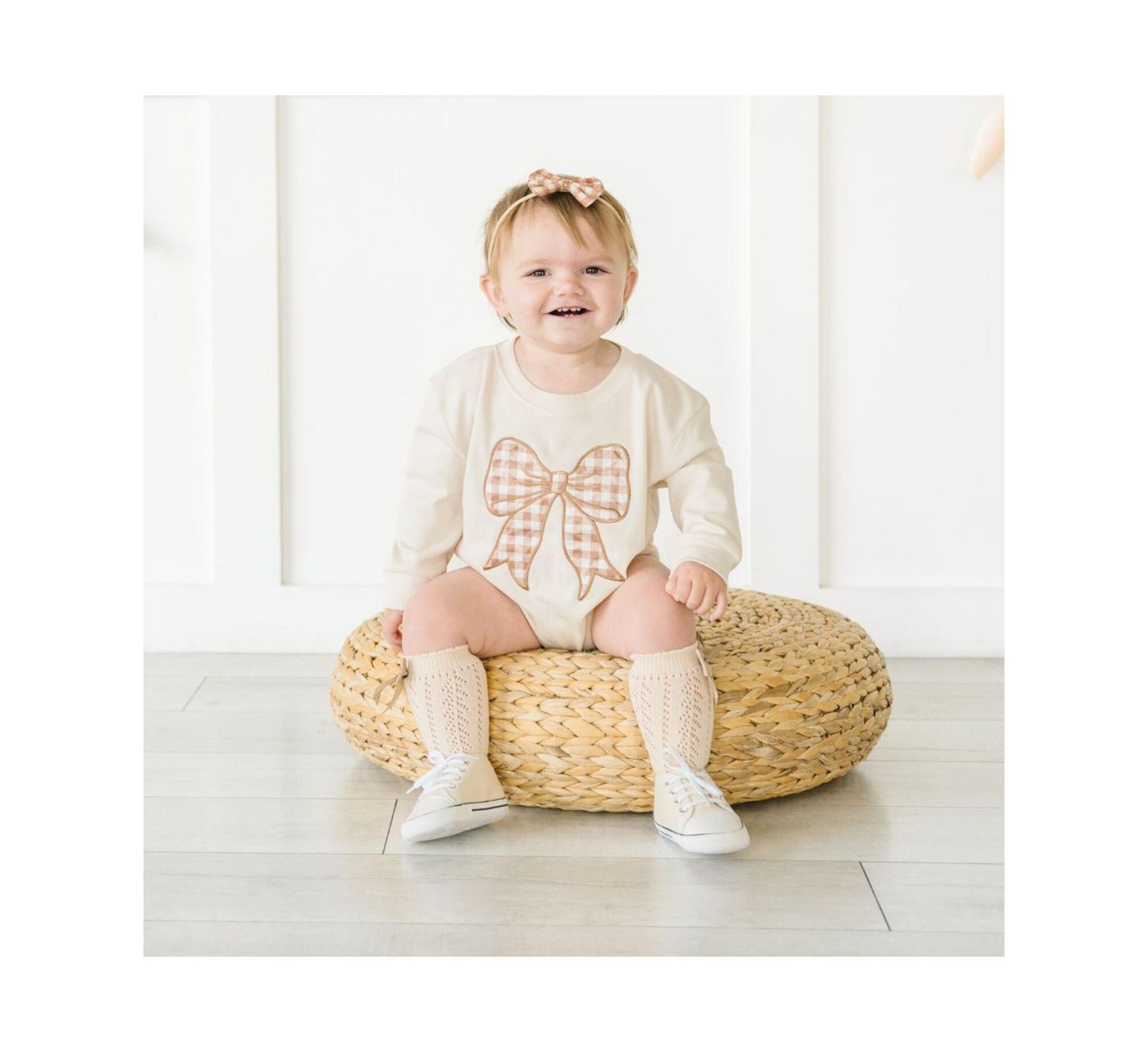Girls' Gingham Printed Tulle Bow Baby Headband — Image 5