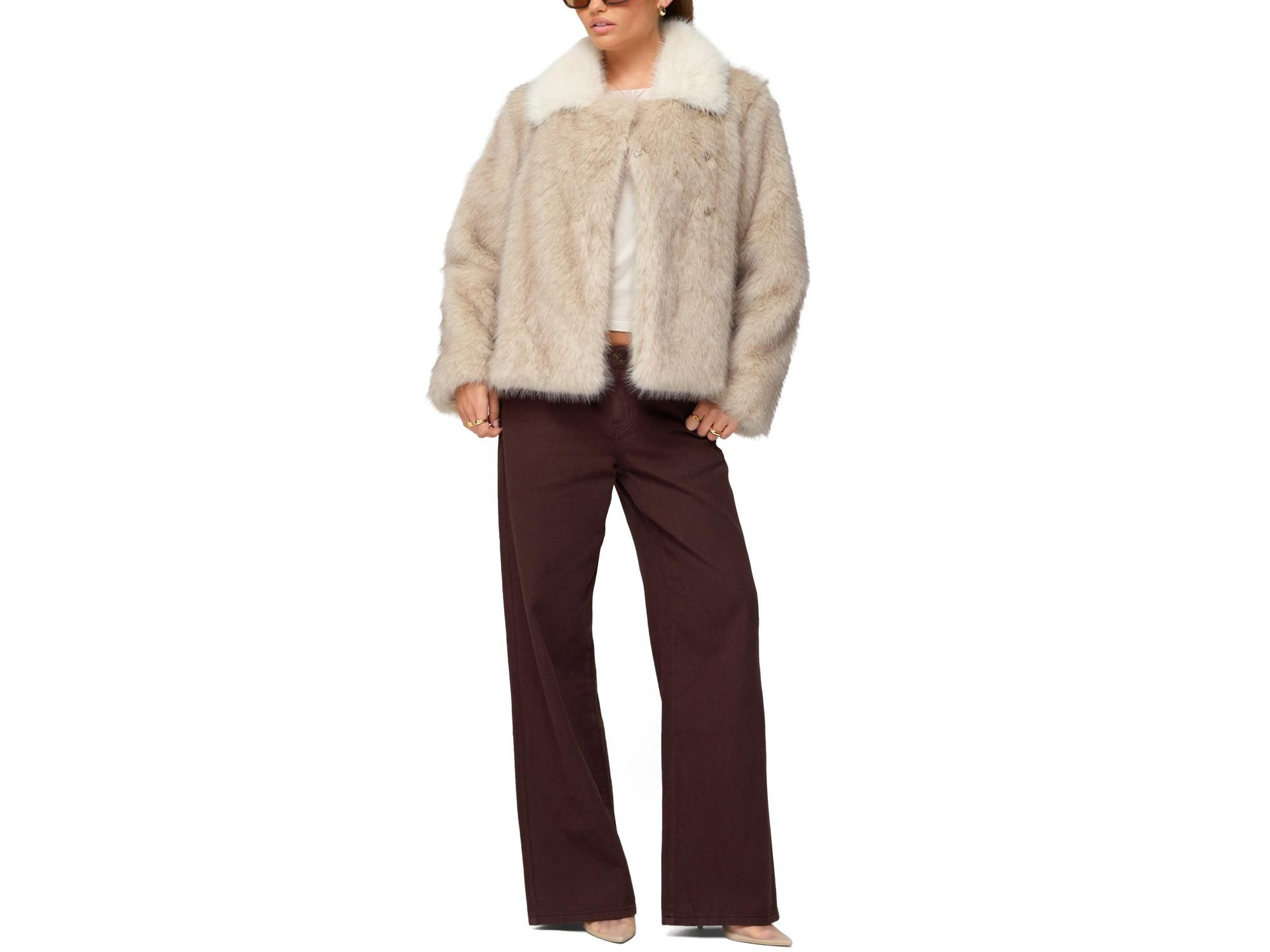 Contrast Collar Faux Fur Jacket — Image 5