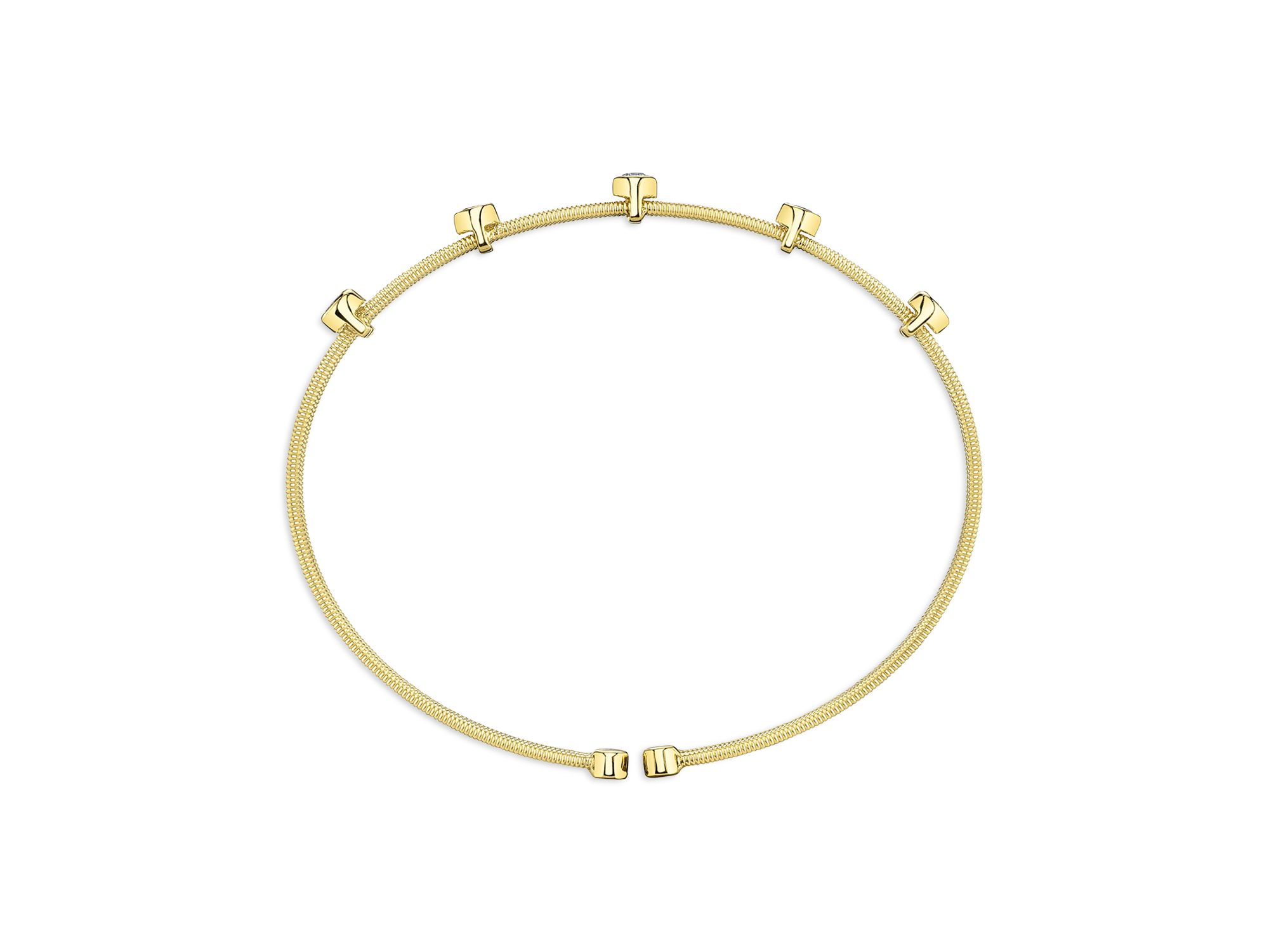 14K Yellow Gold Diamond Bezel Bangle Bracelet — Image 4