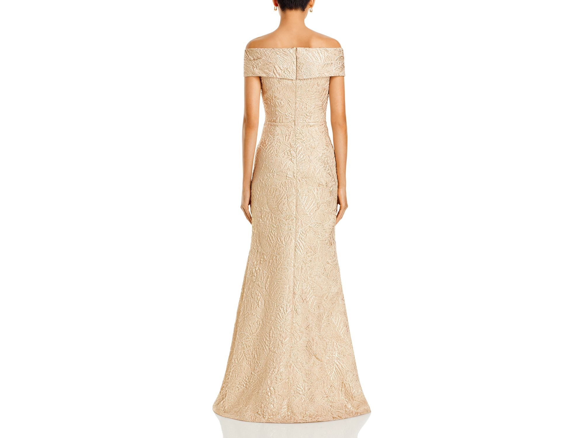 Metallic Jacquard Off-the-Shoulder Gown — Image 4