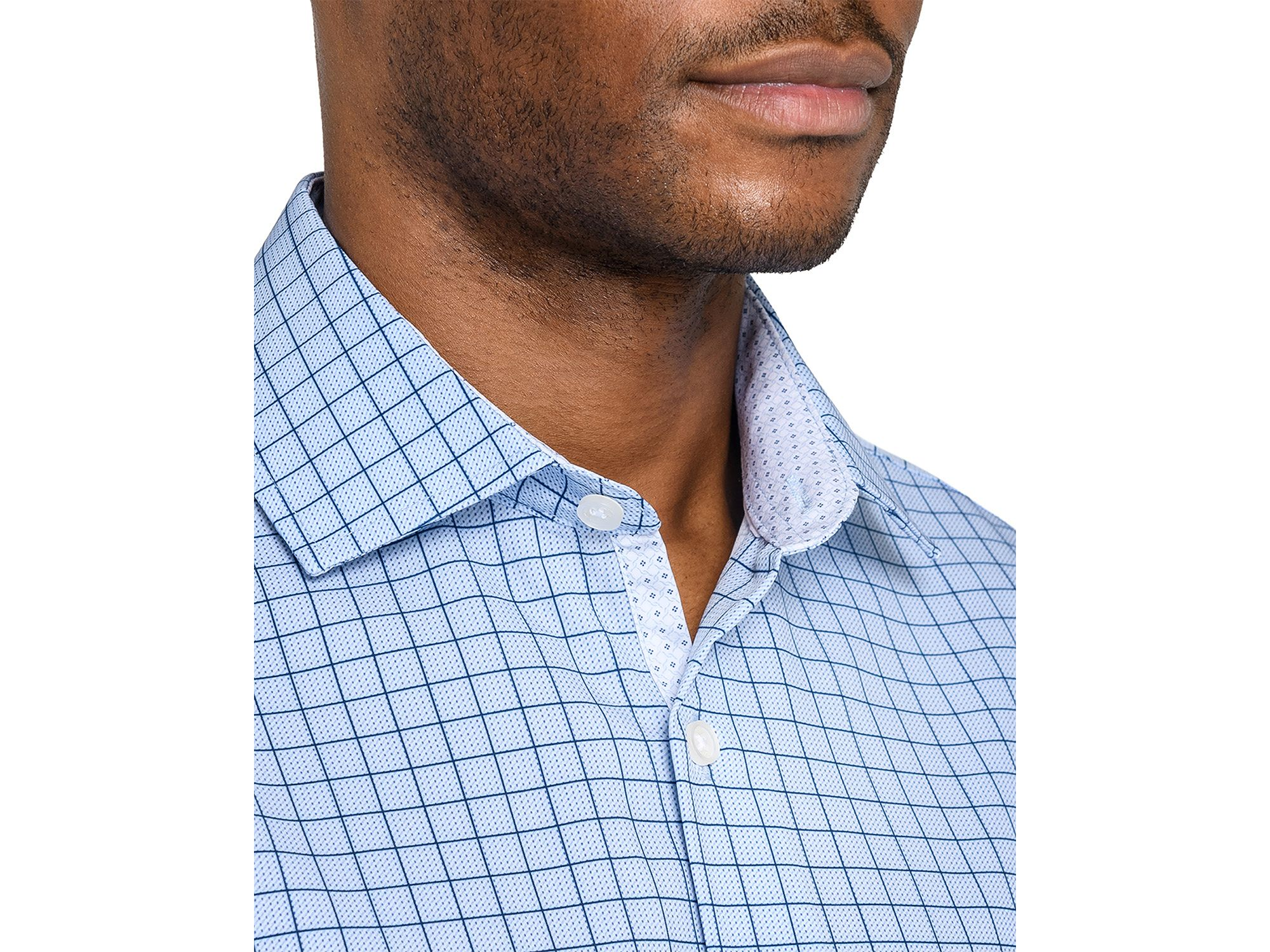 Slim Fit Check Performance Dress Shirt — Image 3