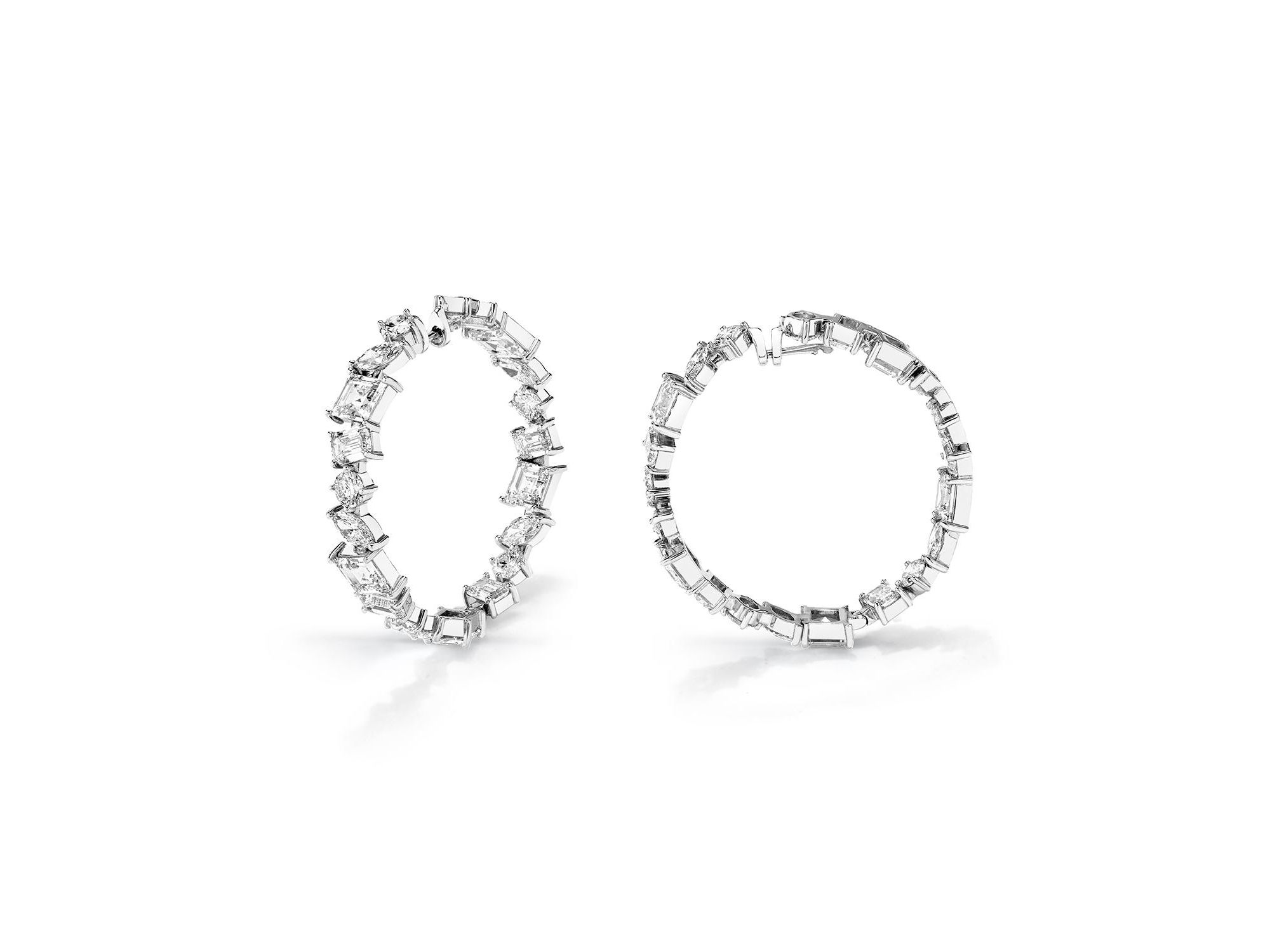 Illuminate Hoops in 14K White Gold, 18.3ctw Mixed Shaped Lab Grown Diamonds — Image 6