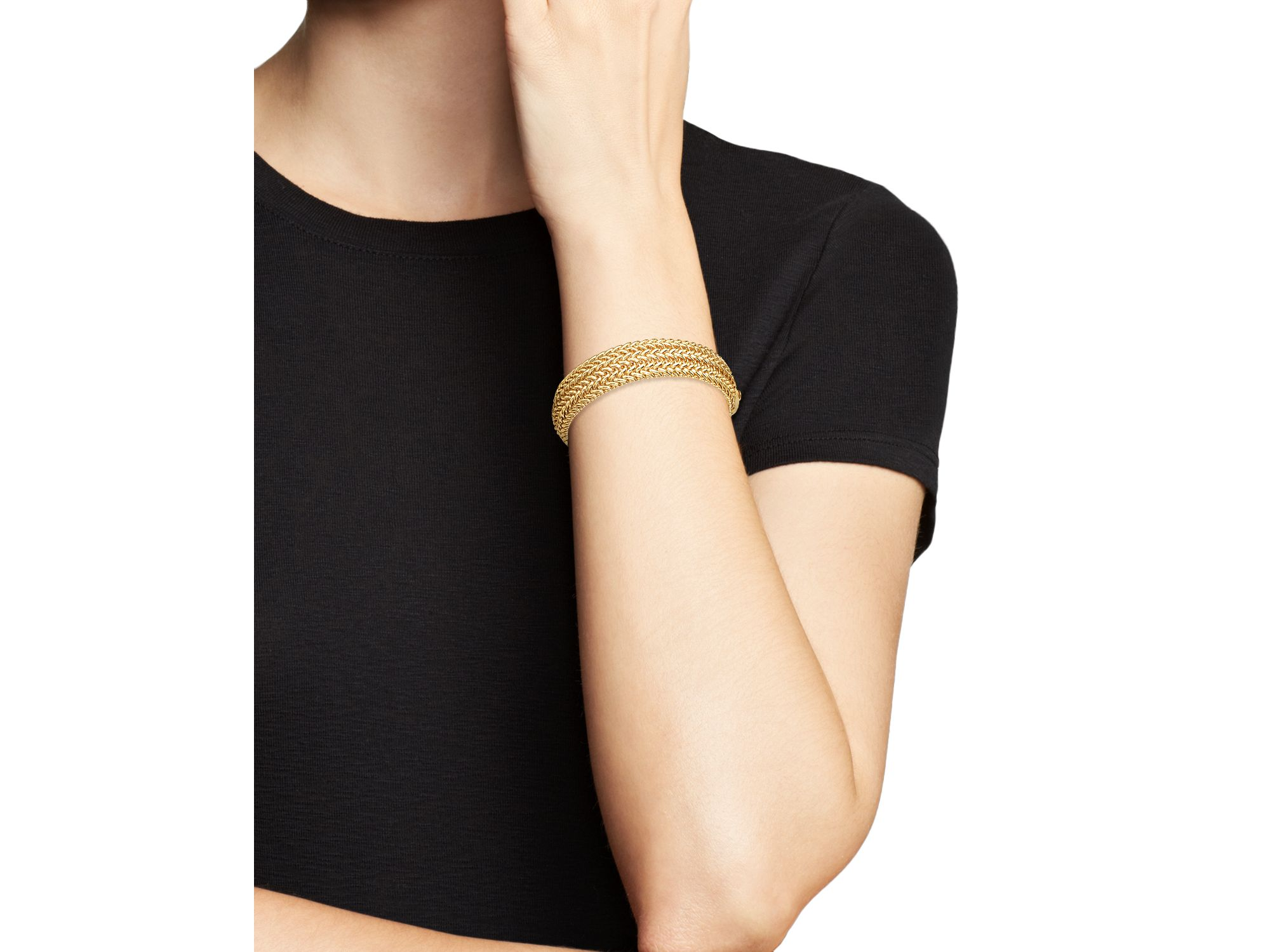 14K Yellow Gold 3-Row Link Bangle — Image 3