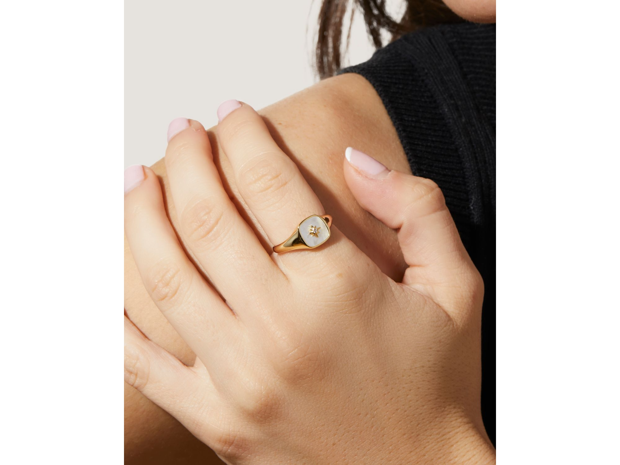 Gold Signet Ring - Amara Mother of Pearl — Image 3