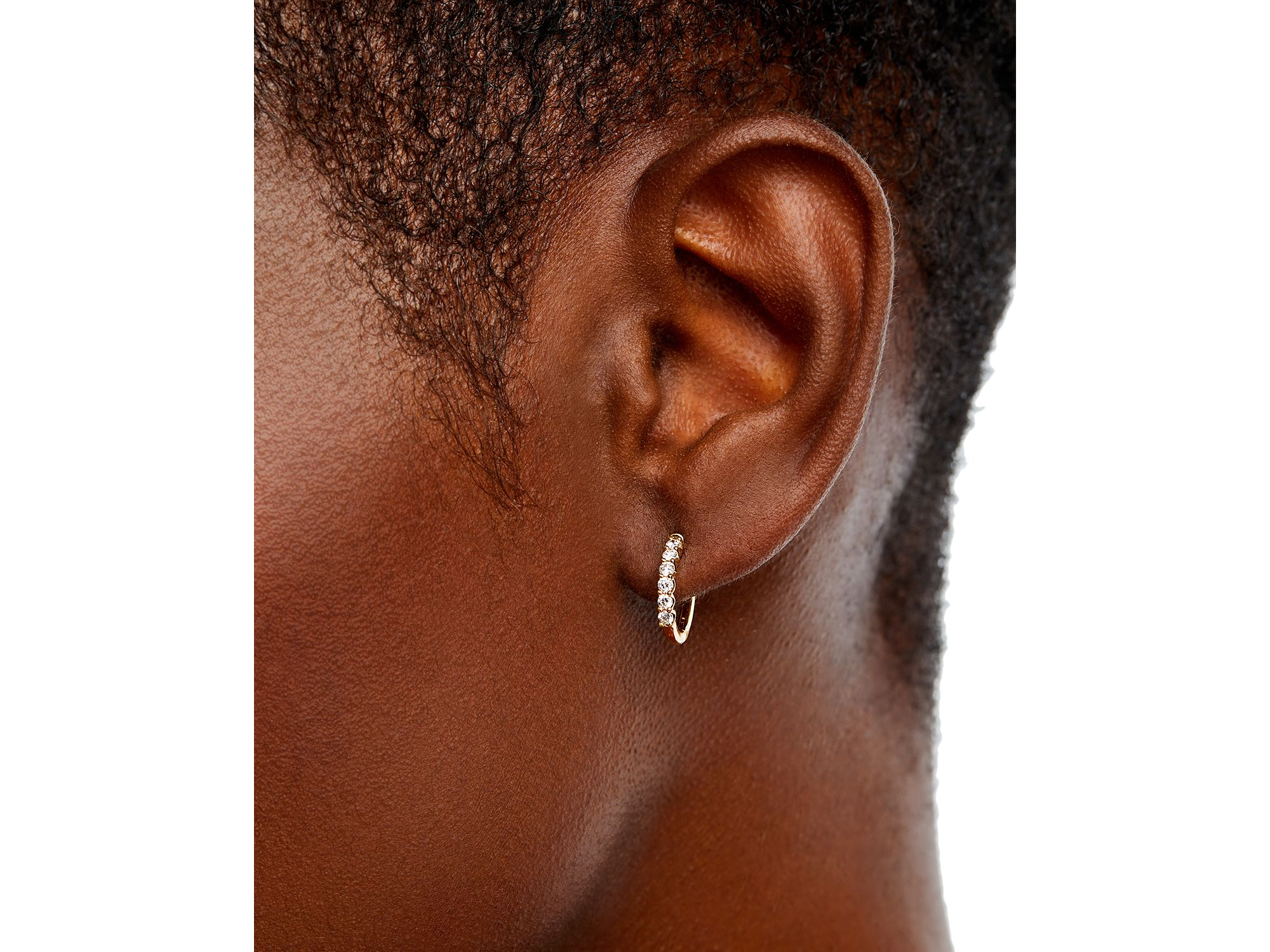 Diamond Small Hoop Earrings in 14K Gold, 0.34 tcw — Image 3