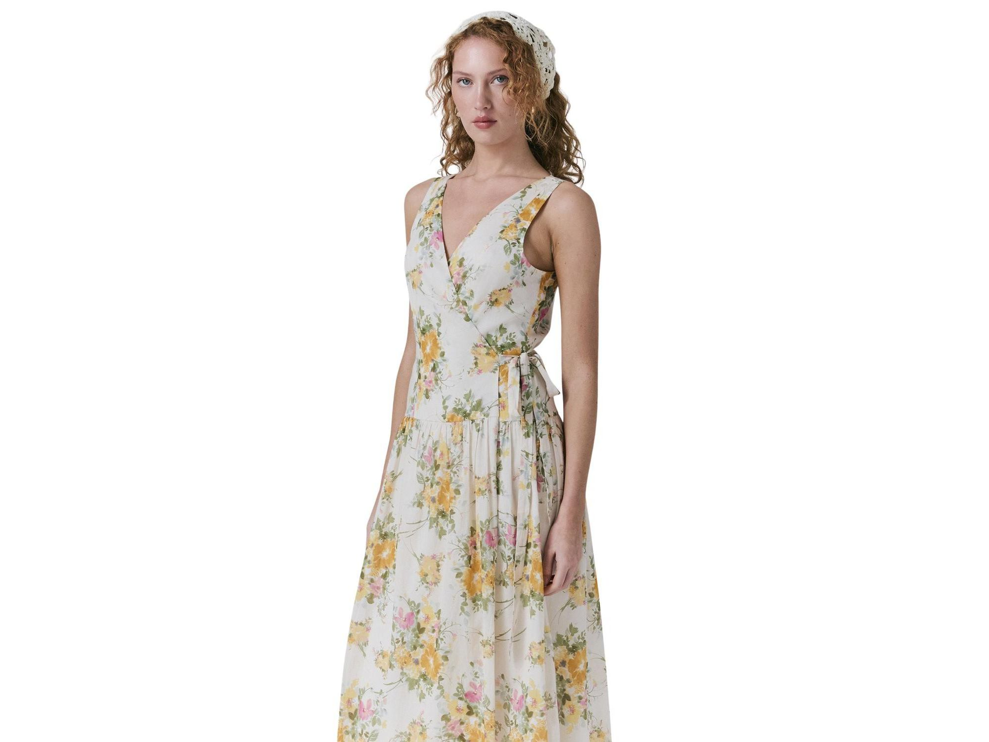 Julia Cotton Floral Midi Wrap Dress — Image 3