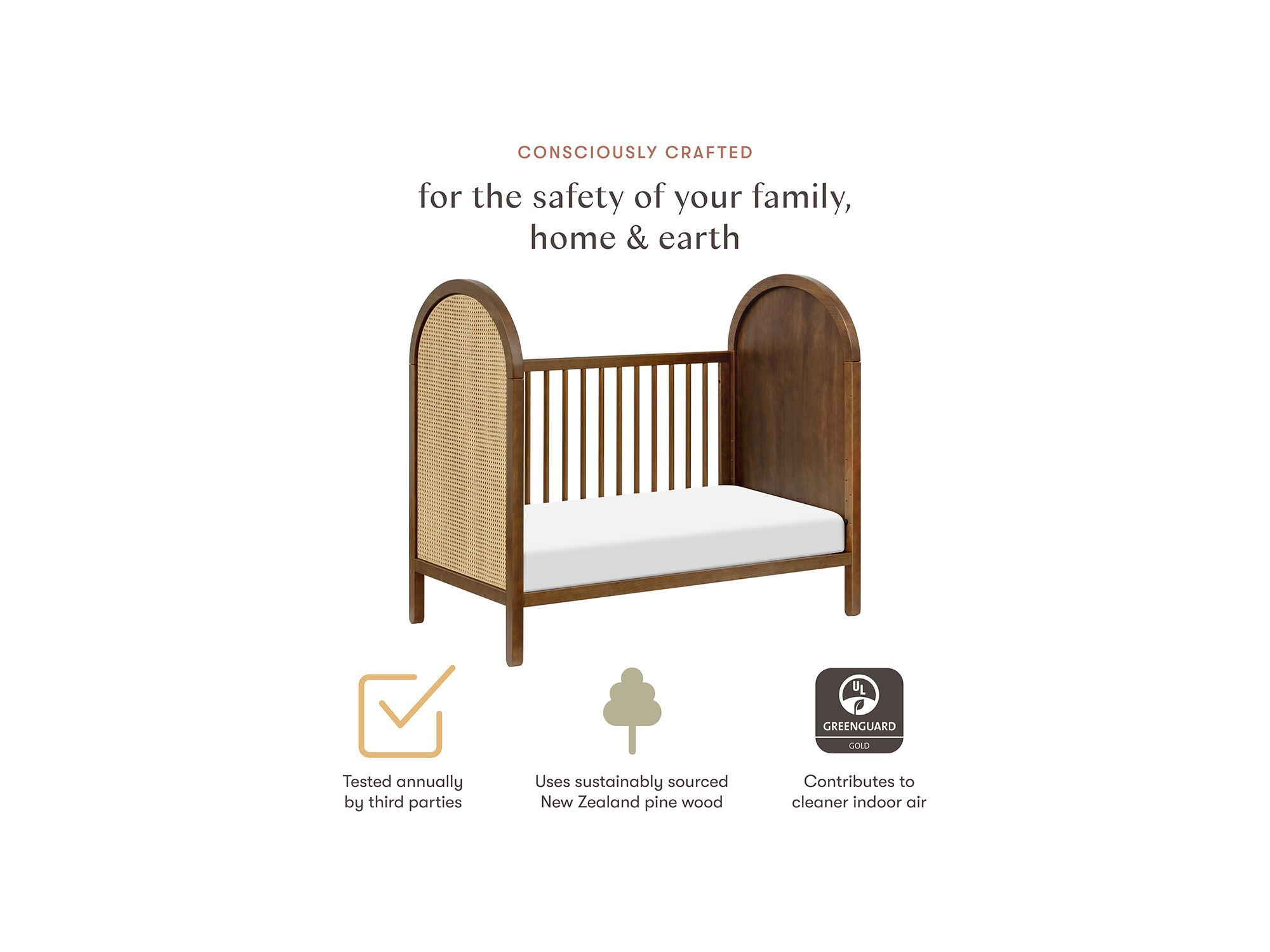 Bondi Cane 3-in-1 Convertible Crib with Toddler Bed Conversion Kit in Natural Walnut — Image 5
