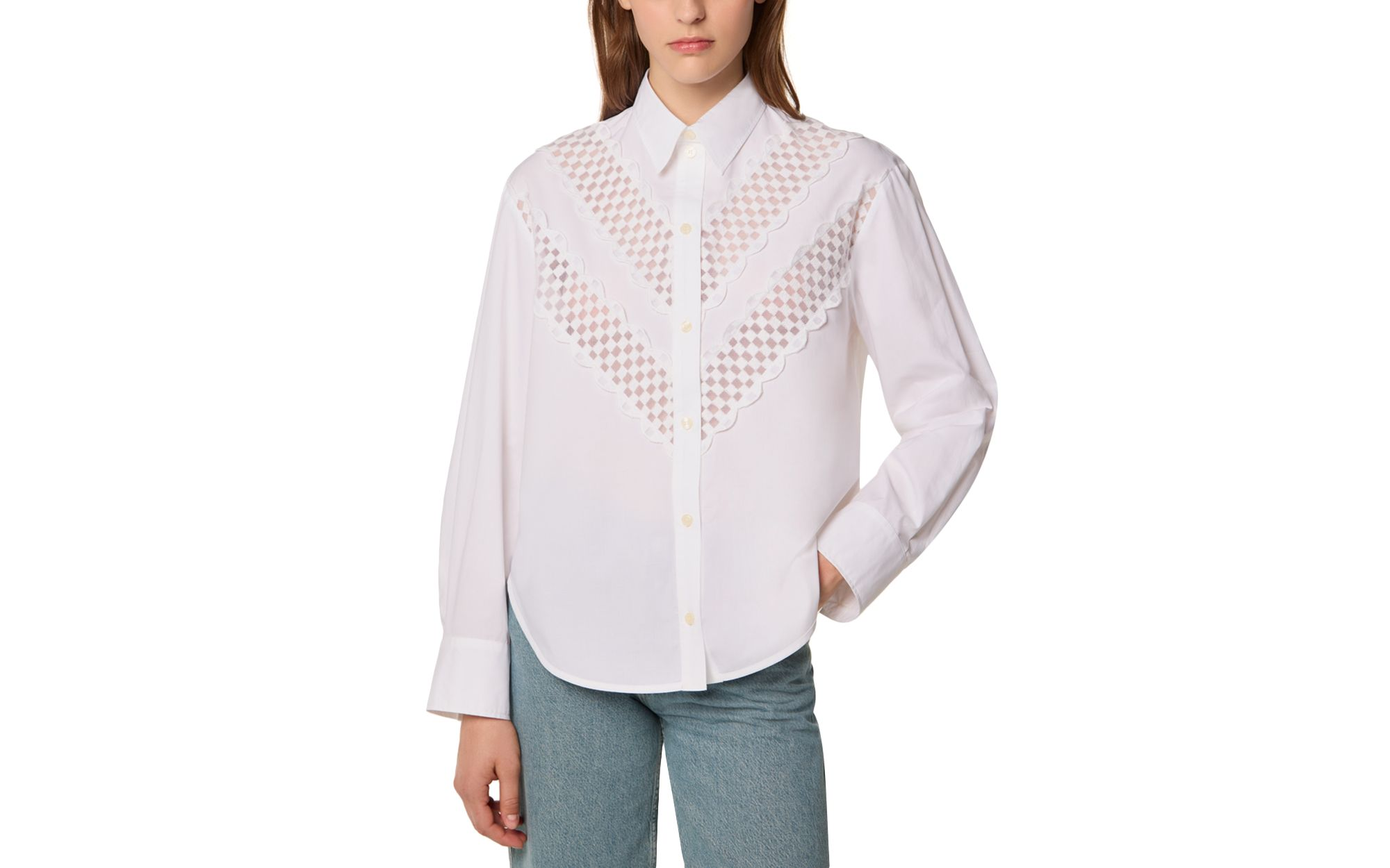 Cotton Shirt with Lace Ribbon — Image 3